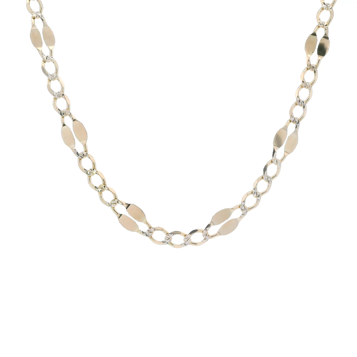 14K Yellow Gold 25" Diamond Cut Mirror Figaro Chain