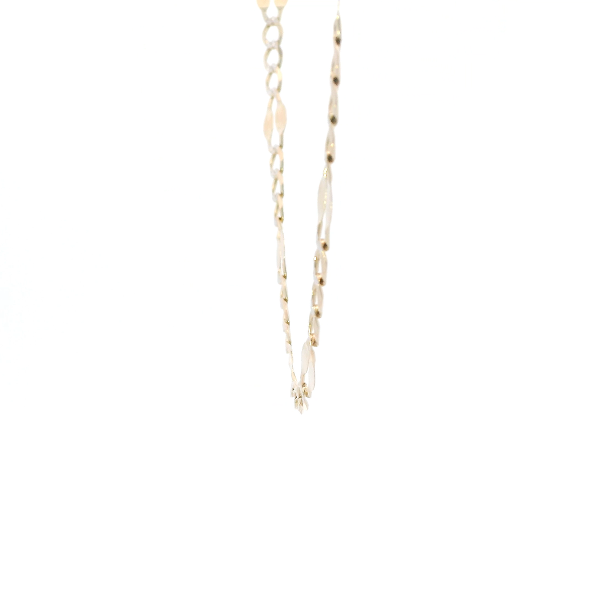 14K Yellow Gold 25" Diamond Cut Mirror Figaro Chain