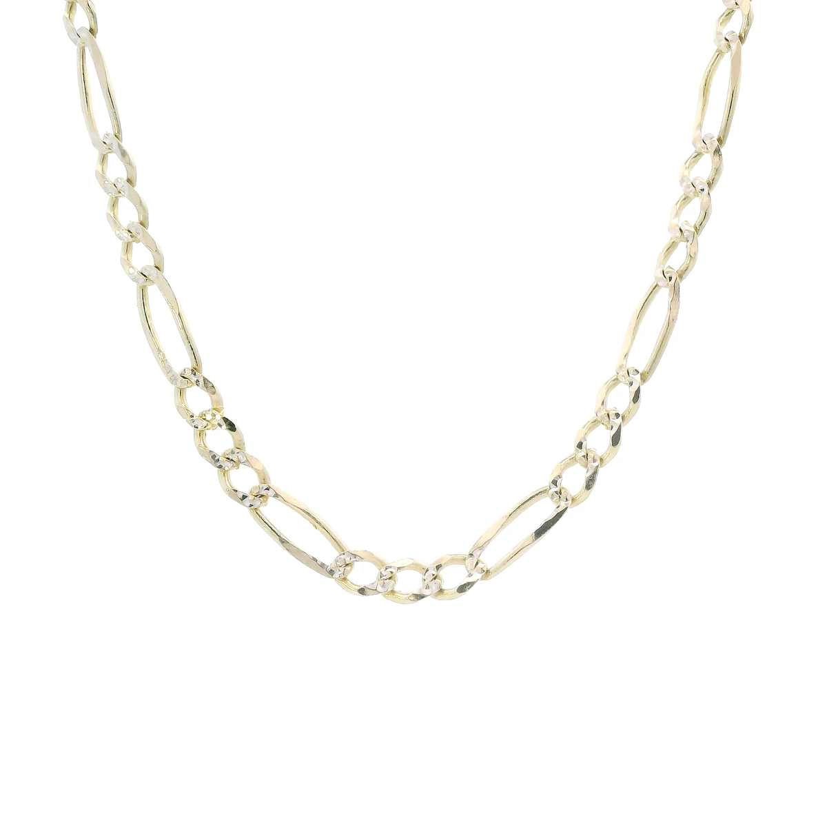 14K Yellow Gold 24" Diamond Cut Figaro Chain
