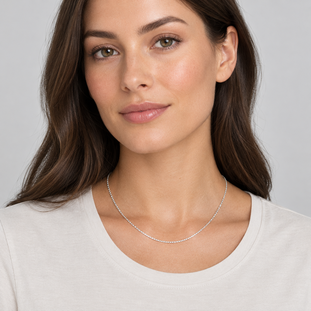 14K White Gold 16" Box Chain