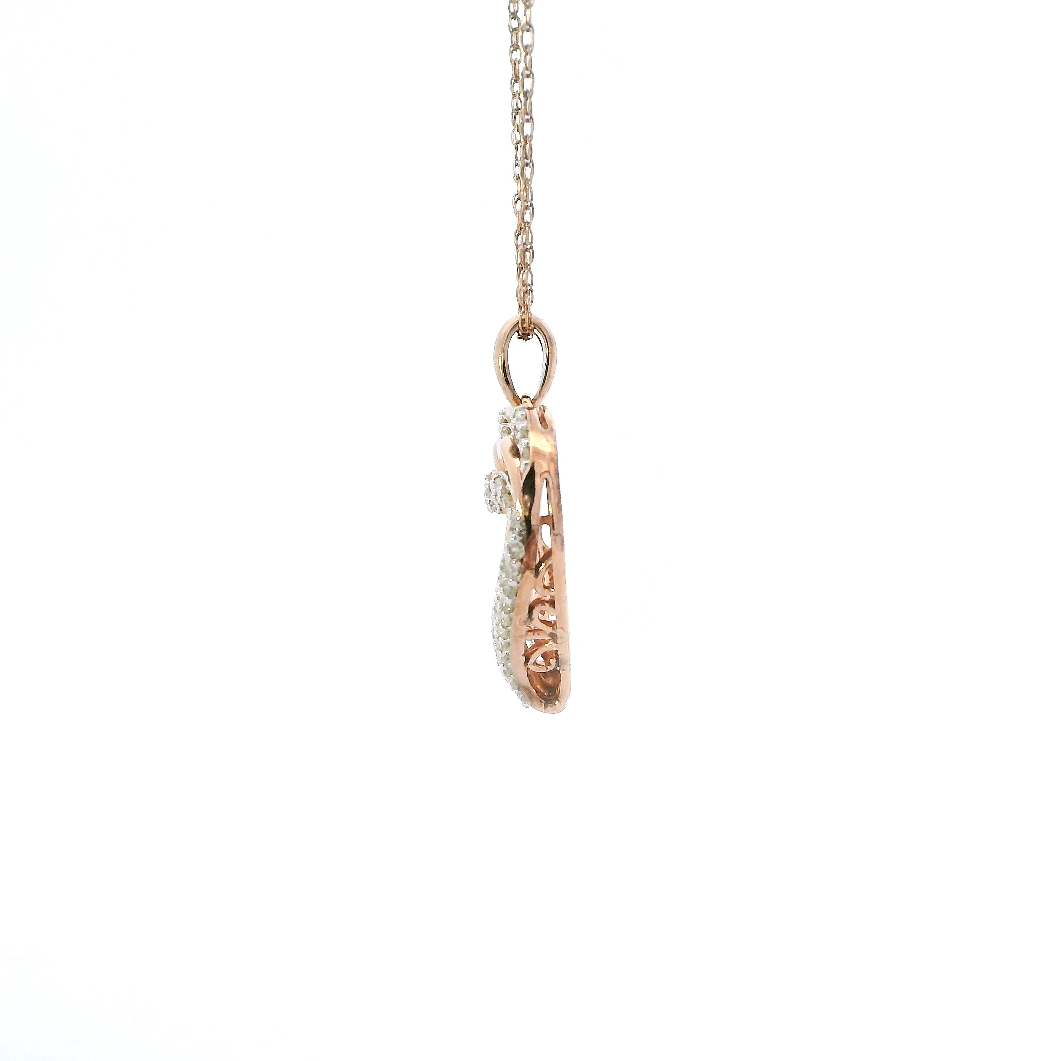 Silver Rose Gold Tone Diamond Heart Pendant & 18