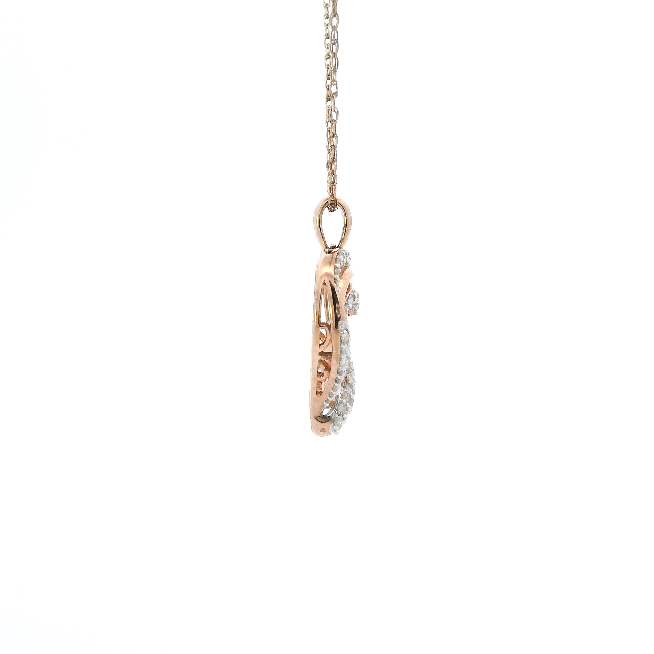 Silver Rose Gold Tone Diamond Heart Pendant & 18