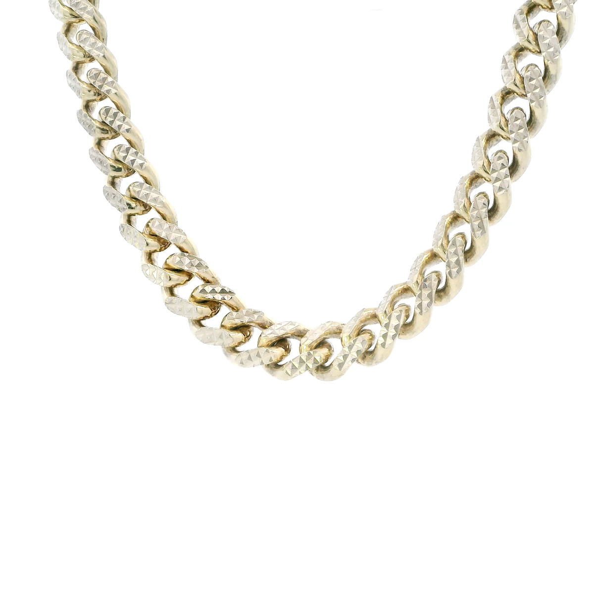 Silver 24" Diamond Cut Gold Tone Cuban Chain