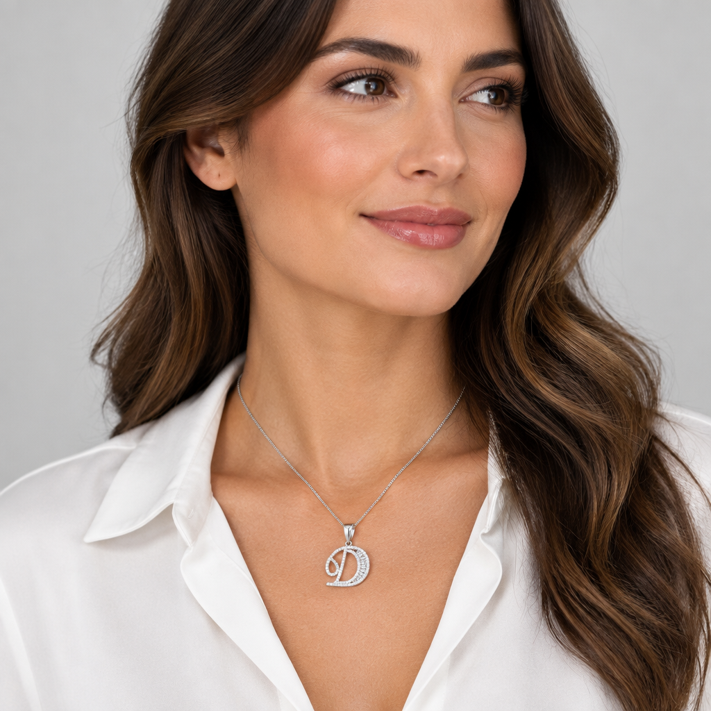 Silver Cz Letter 