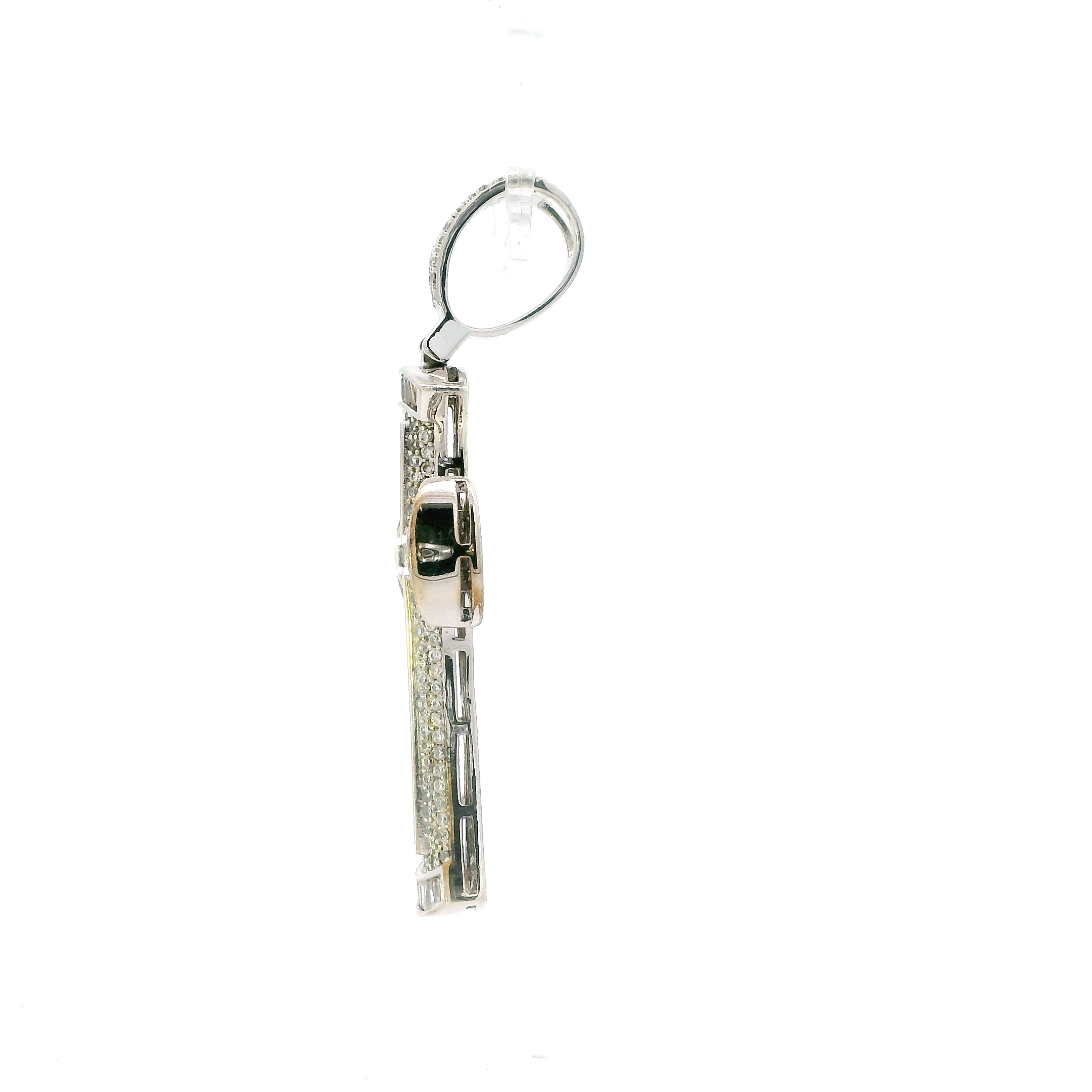 Silver Large Cz Cross Pendant