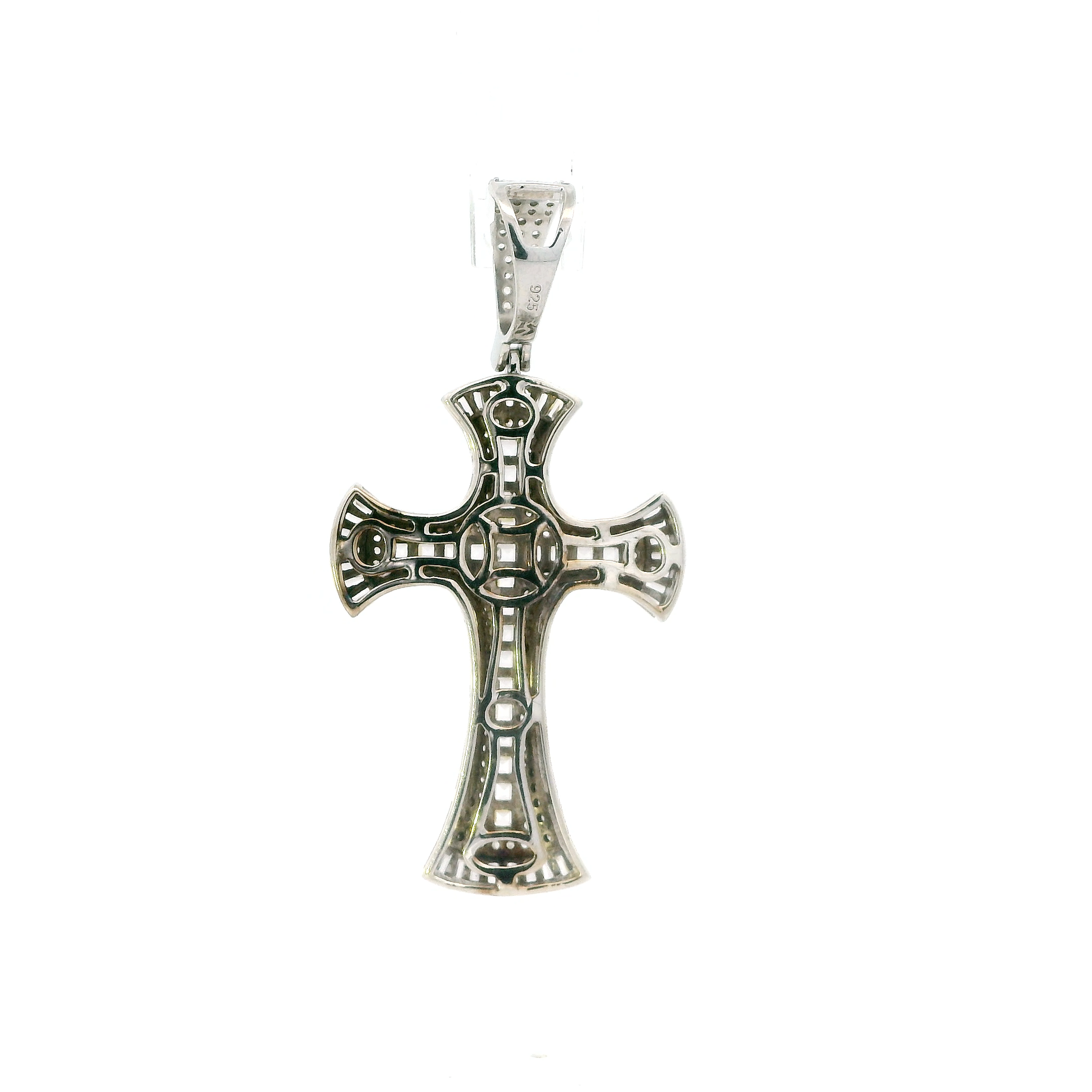 Silver Large Cz Cross Pendant