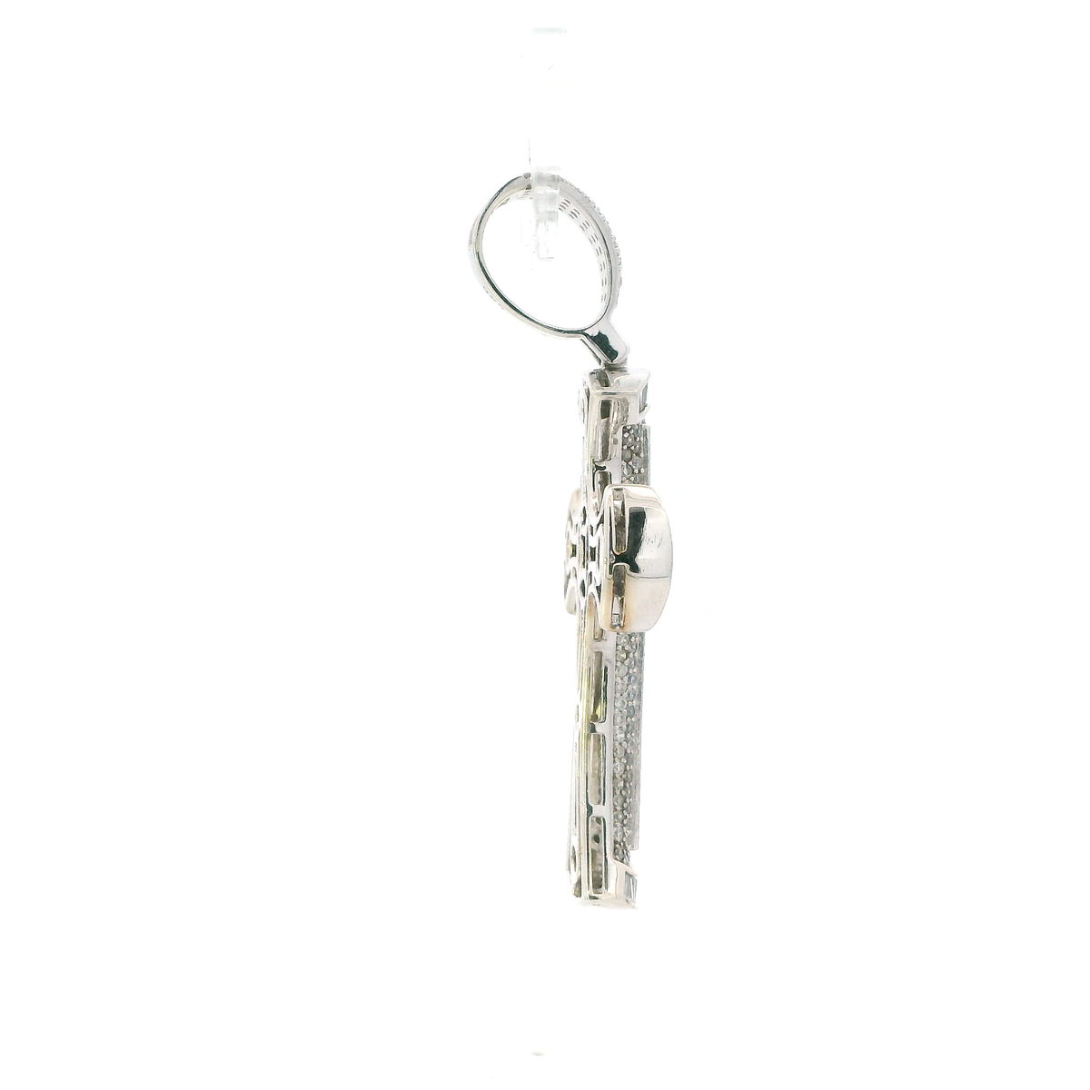 Silver Large Cz Cross Pendant