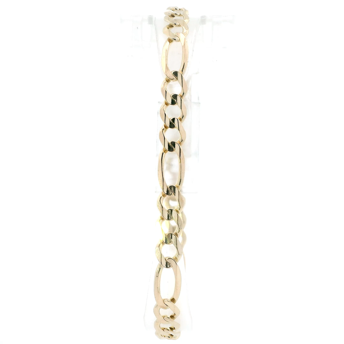 14K Yellow Gold 8.5" Semi Hollow Figaro Bracelet