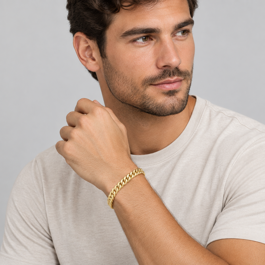14K Yellow Gold 7" Hollow Cuban Bracelet