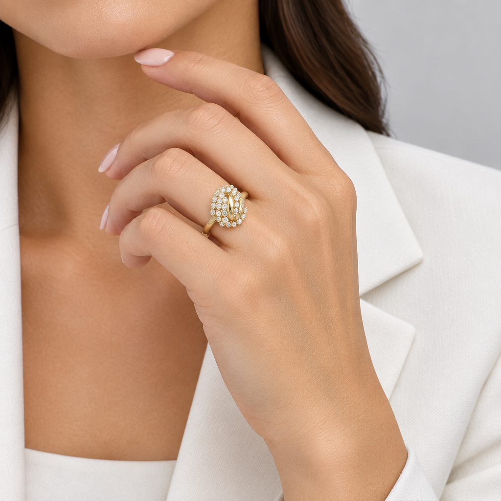 14K Yellow Gold Diamond Womens Ring - 0.89ct