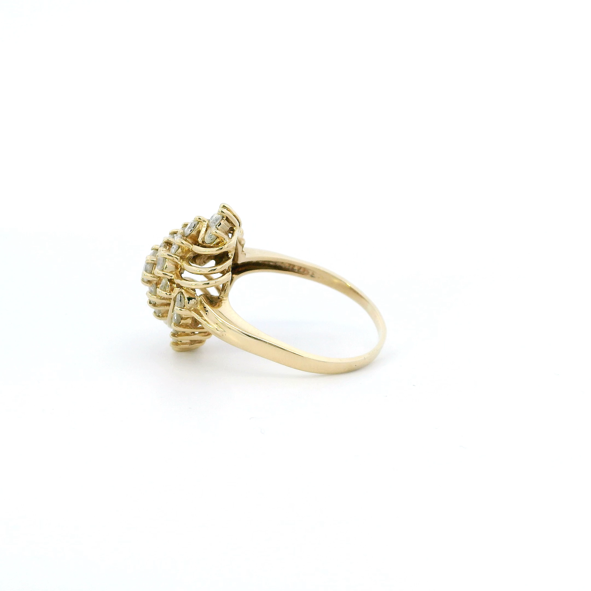 14K Yellow Gold Diamond Cluster Womens Ring - 1.68ct