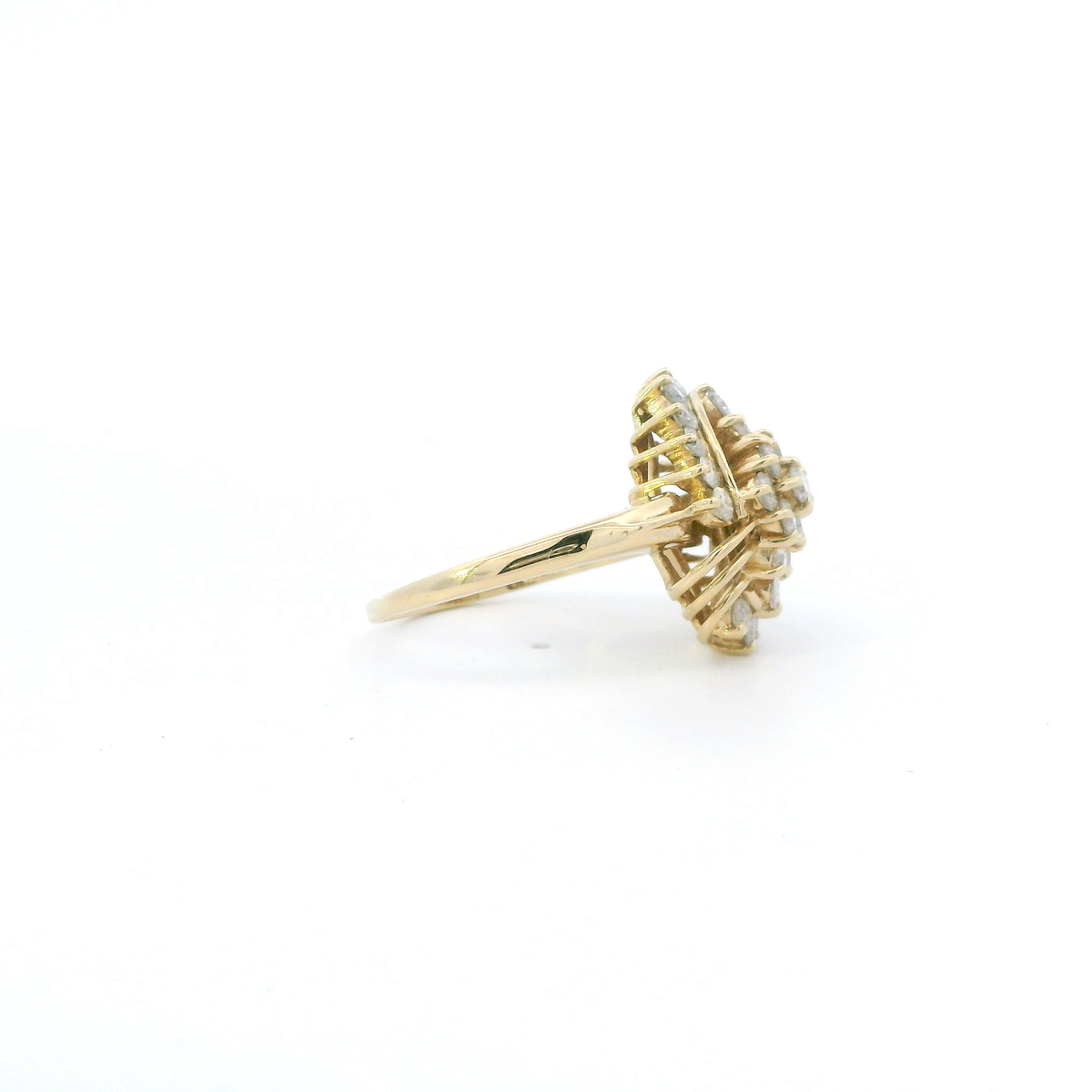 14K Yellow Gold Diamond Cluster Womens Ring - 1.68ct