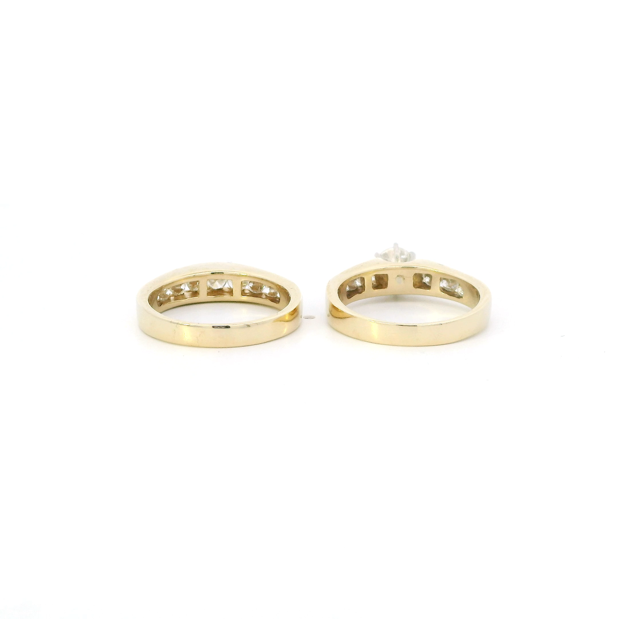 14K Yellow Gold Womens Diamond Engagement & Wedding Ring Set - 1.80ct