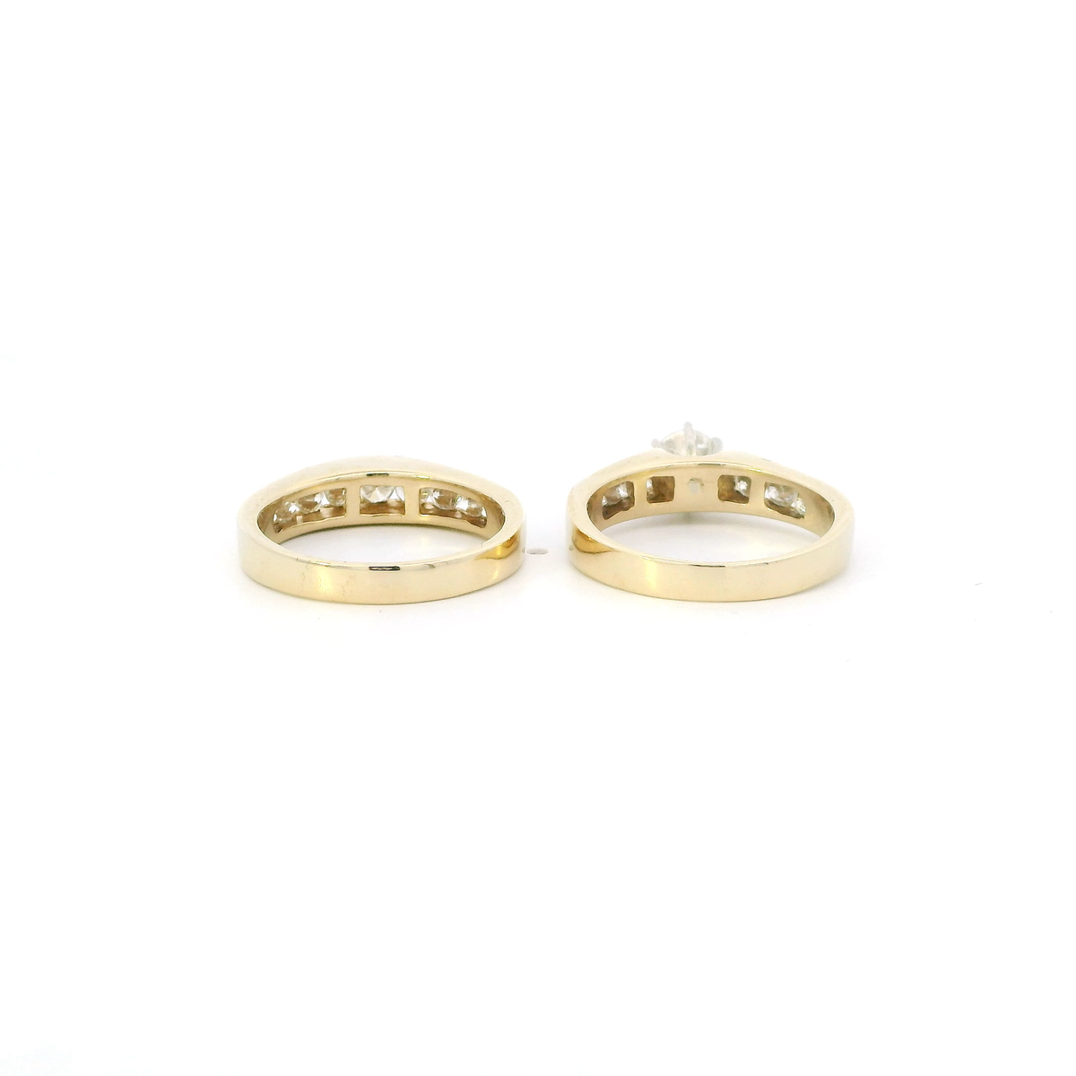 14K Yellow Gold Womens Diamond Engagement & Wedding Ring Set - 1.80ct