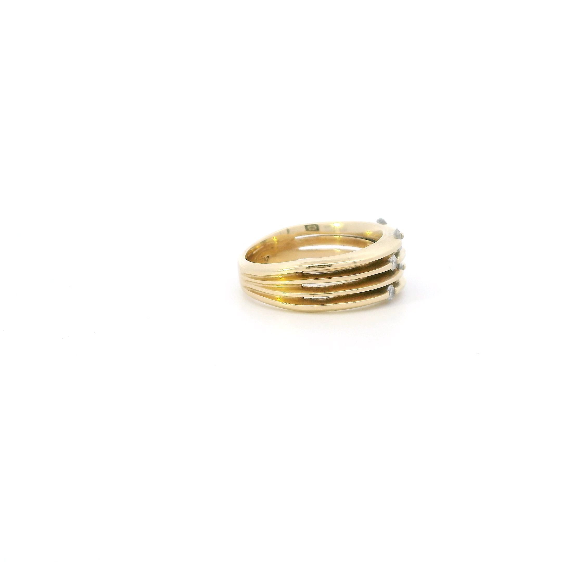 14K Yellow Gold Diamond Four Layered Womens Ring - 0.46ct
