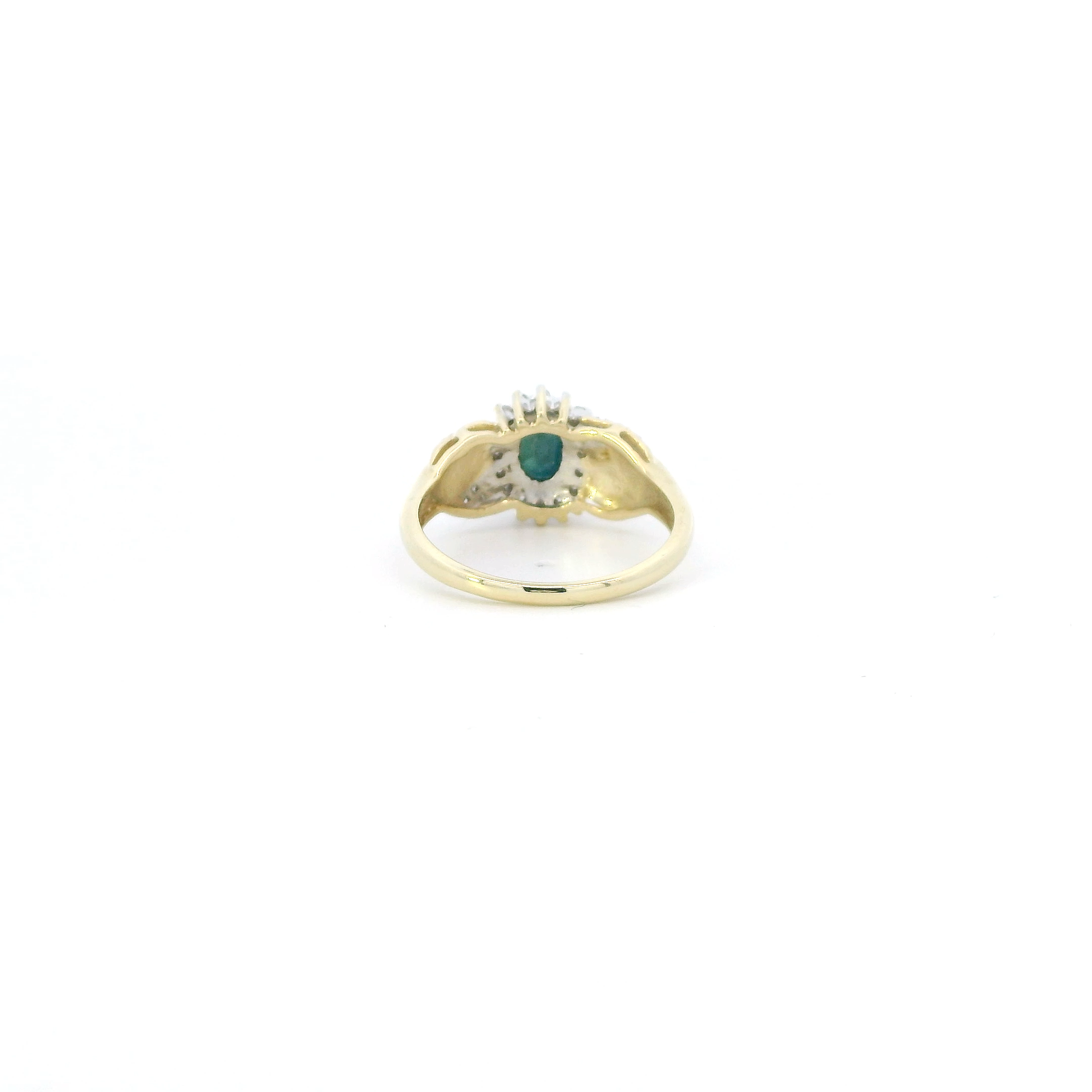 10K Yellow Gold Blue Sapphire & Diamond Womens Ring