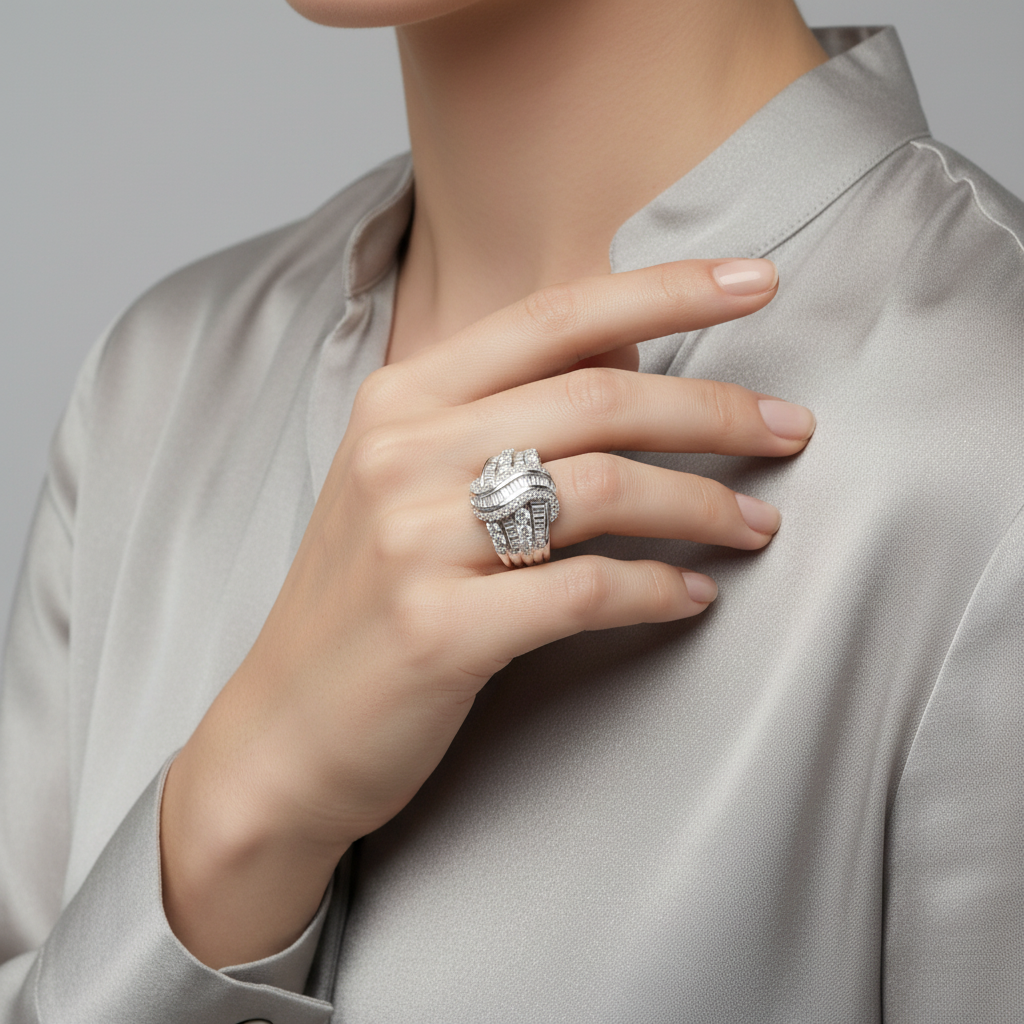 10K White Gold Diamond Womens Ring - 1.43ct