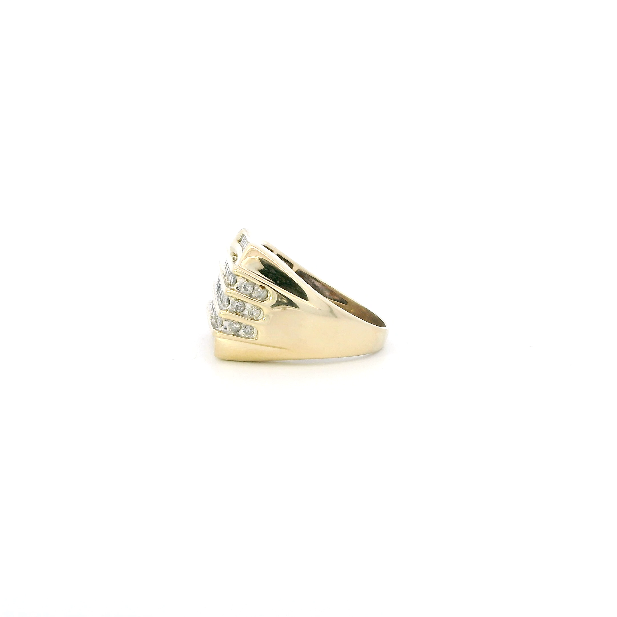 10K Yellow Gold Rectangle Diamond Mens Ring - 0.98ct