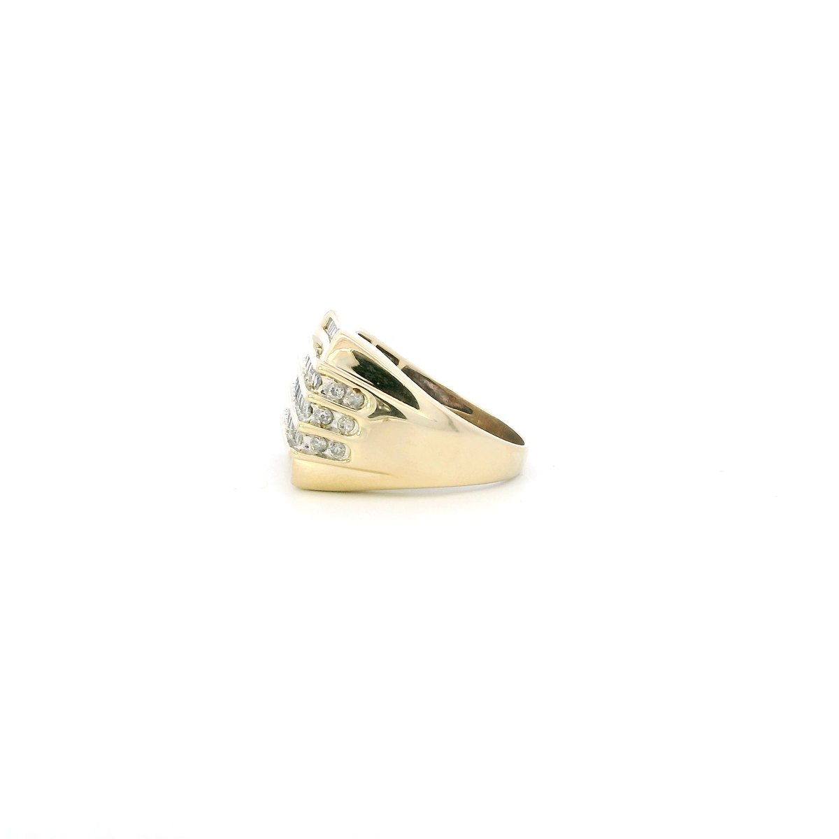 10K Yellow Gold Rectangle Diamond Mens Ring - 0.98ct