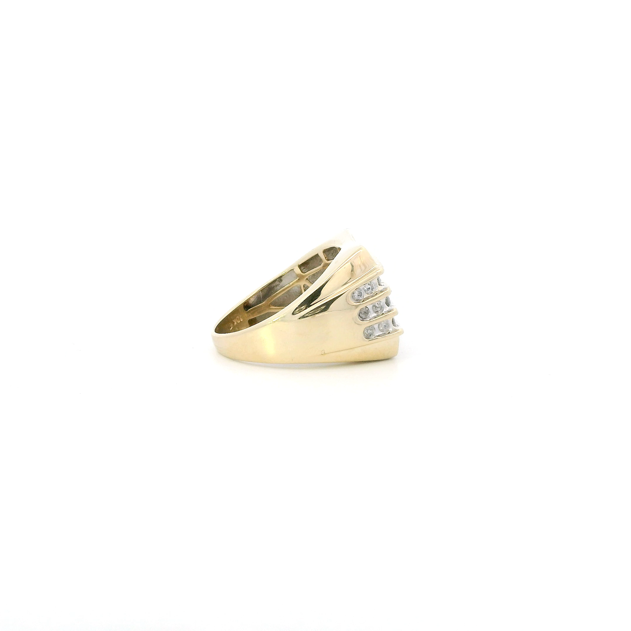 10K Yellow Gold Rectangle Diamond Mens Ring - 0.98ct