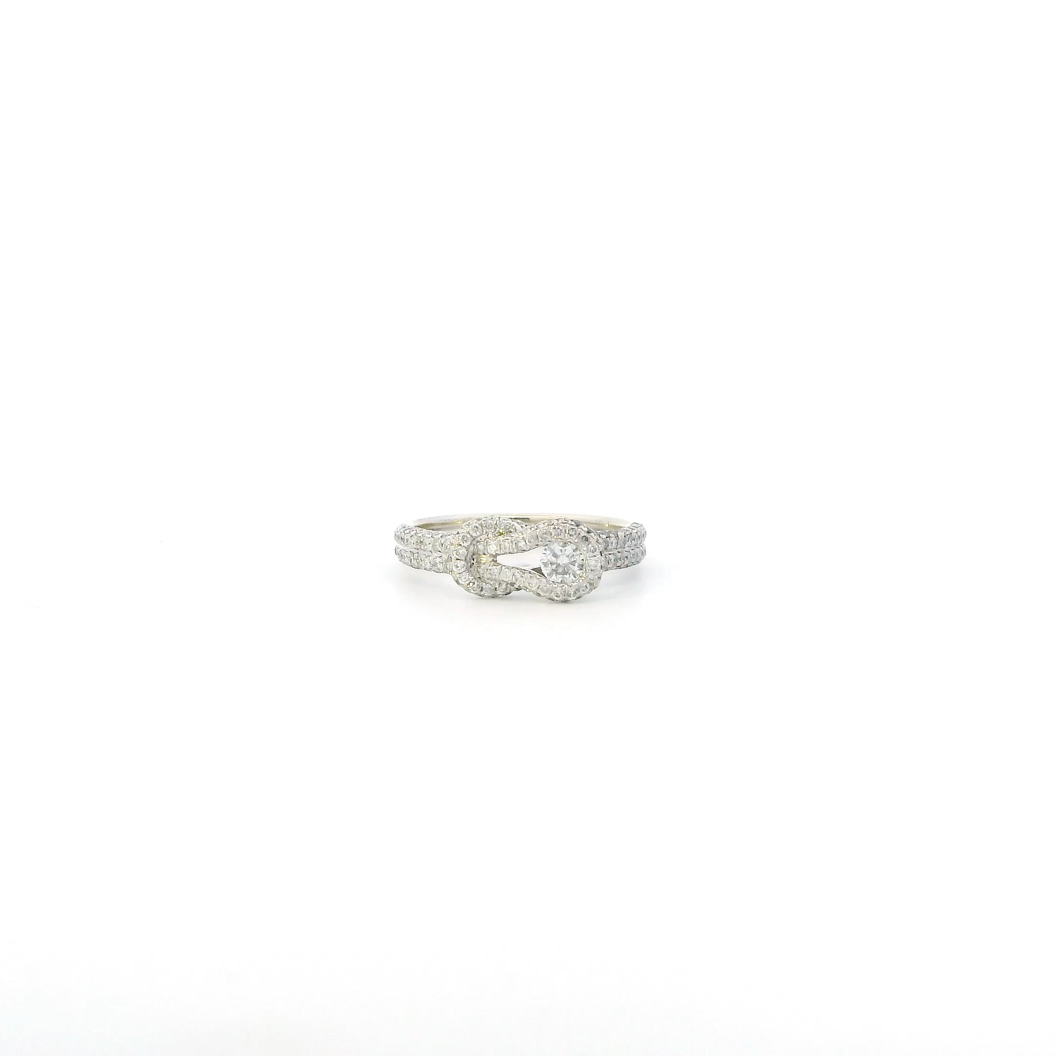 14K White Gold Diamond Knot Ring - 0.72ct