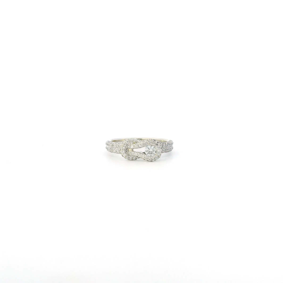 14K White Gold Diamond Knot Ring - 0.72ct