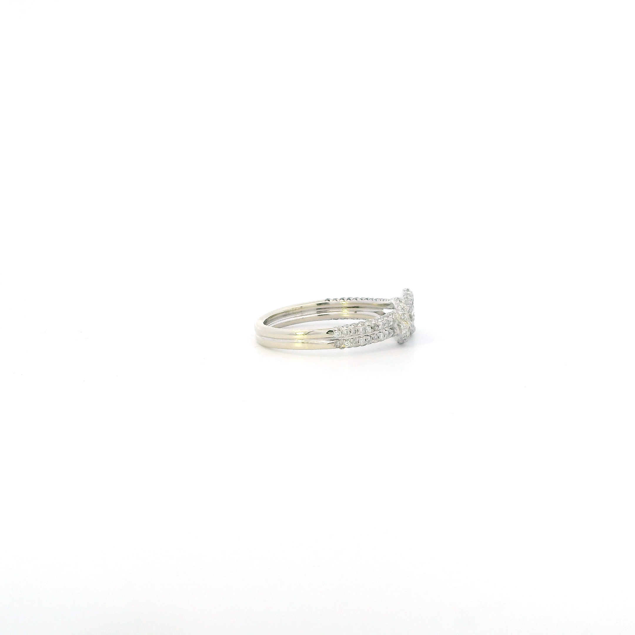14K White Gold Diamond Knot Ring - 0.72ct