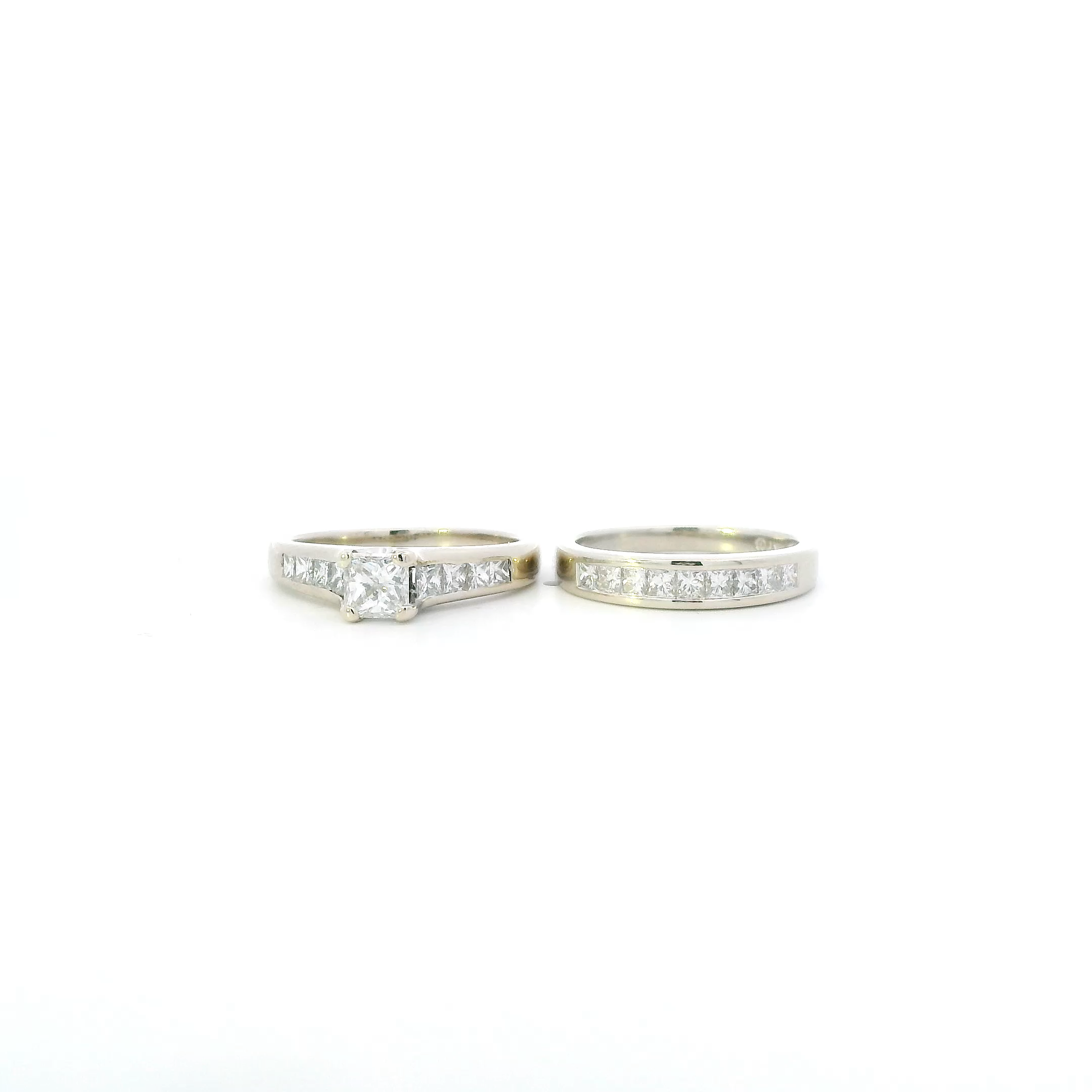 14K White Gold Diamond Womens Engagement & Wedding Ring Set - 2.25ct