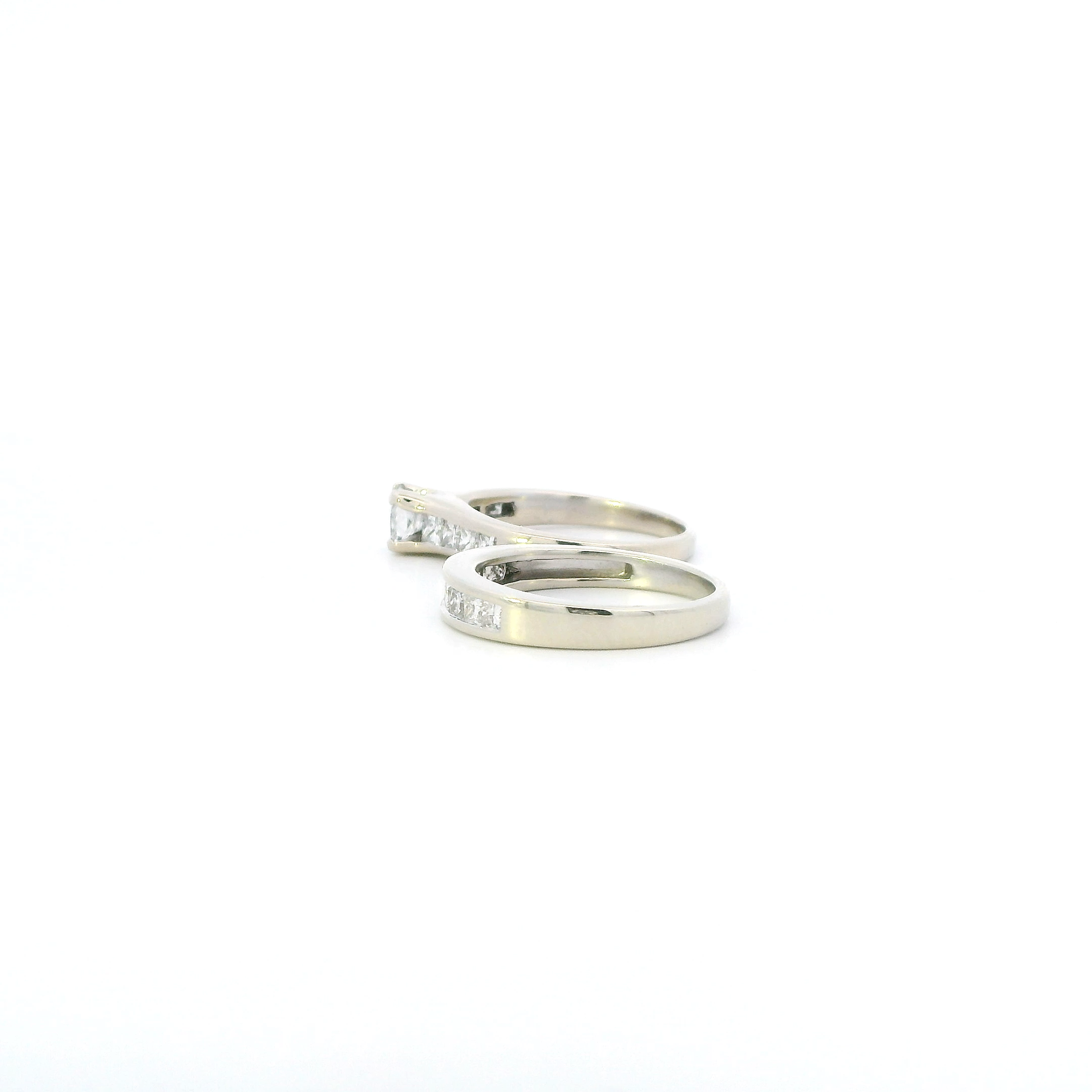 14K White Gold Diamond Womens Engagement & Wedding Ring Set - 2.25ct