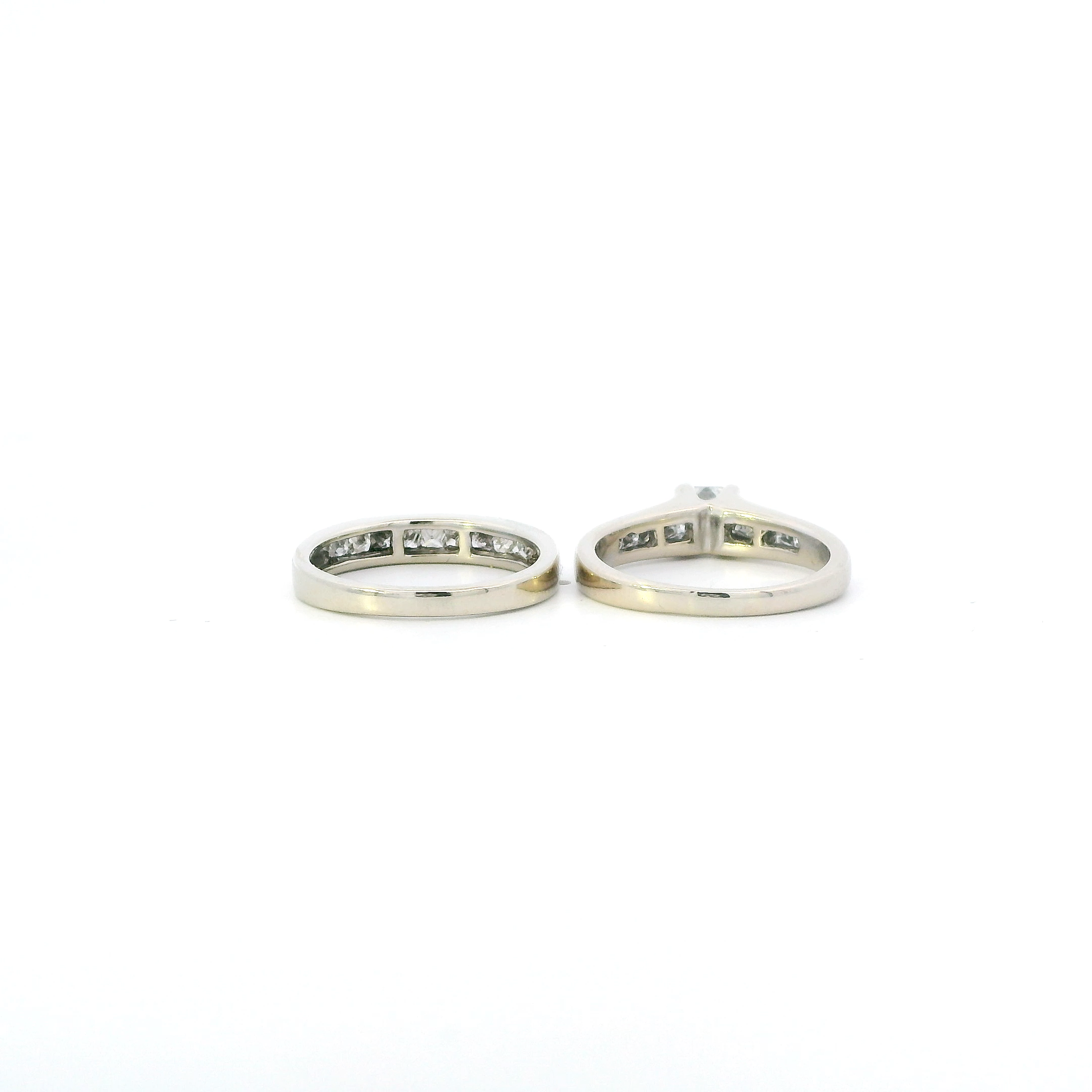 14K White Gold Diamond Womens Engagement & Wedding Ring Set - 2.25ct