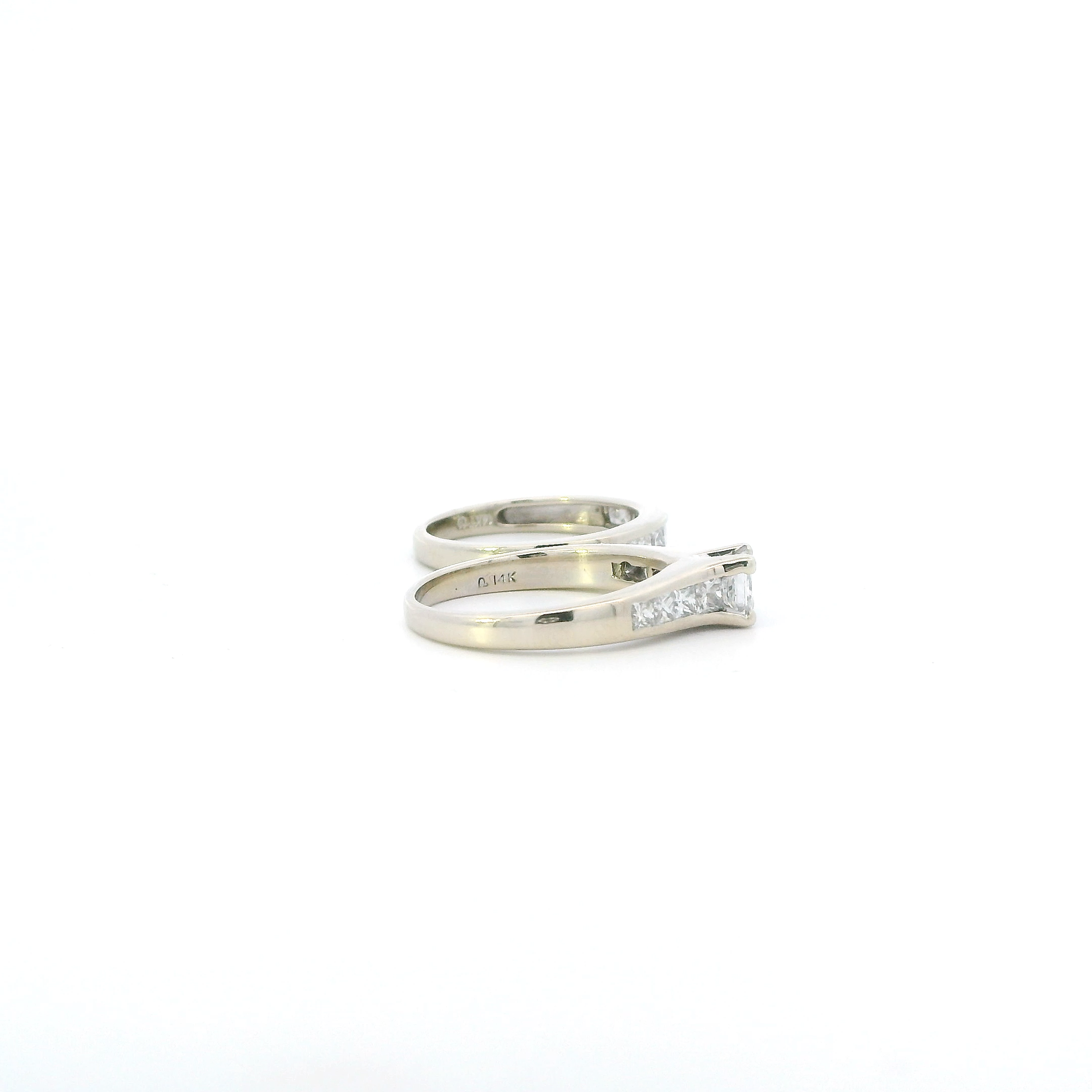 14K White Gold Diamond Womens Engagement & Wedding Ring Set - 2.25ct
