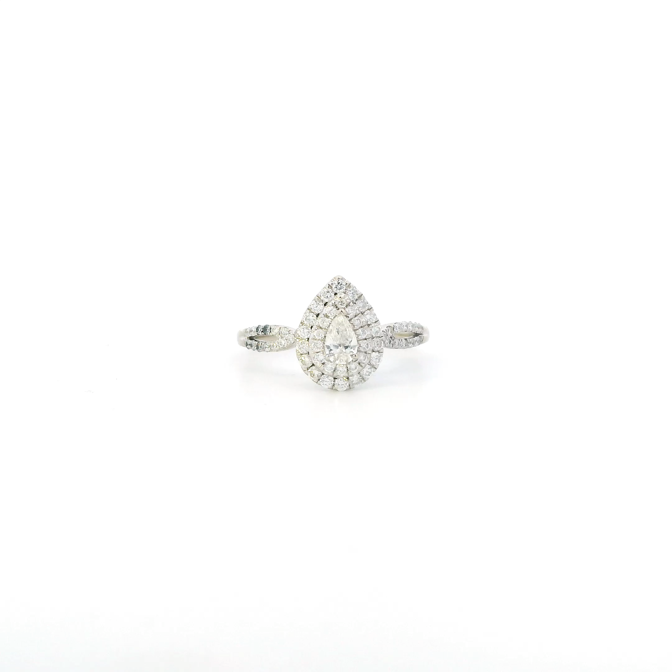 10K White Gold Diamond Womens Ring - 0.90ct