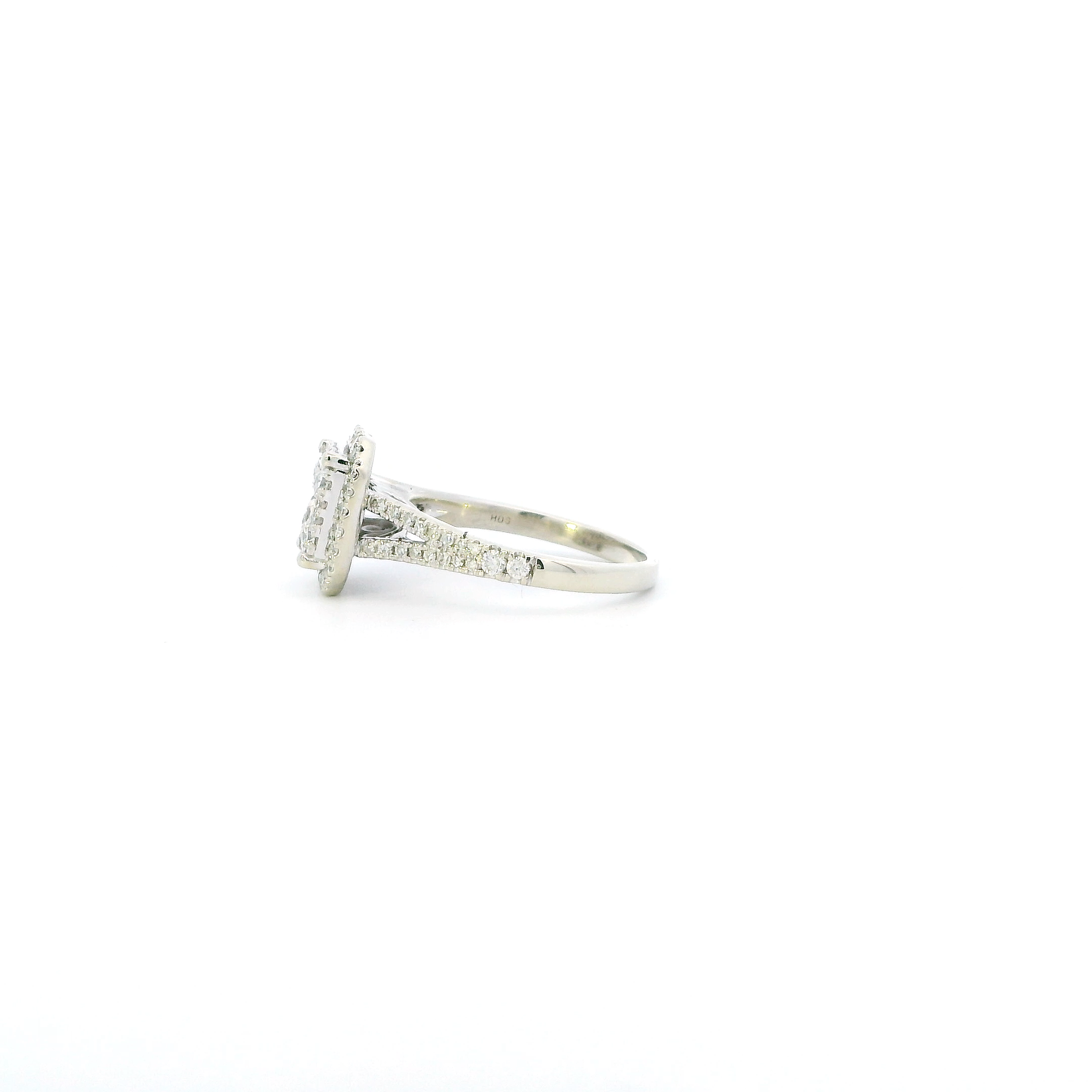 10K White Gold Square Diamond Womens Ring - 0.61ct