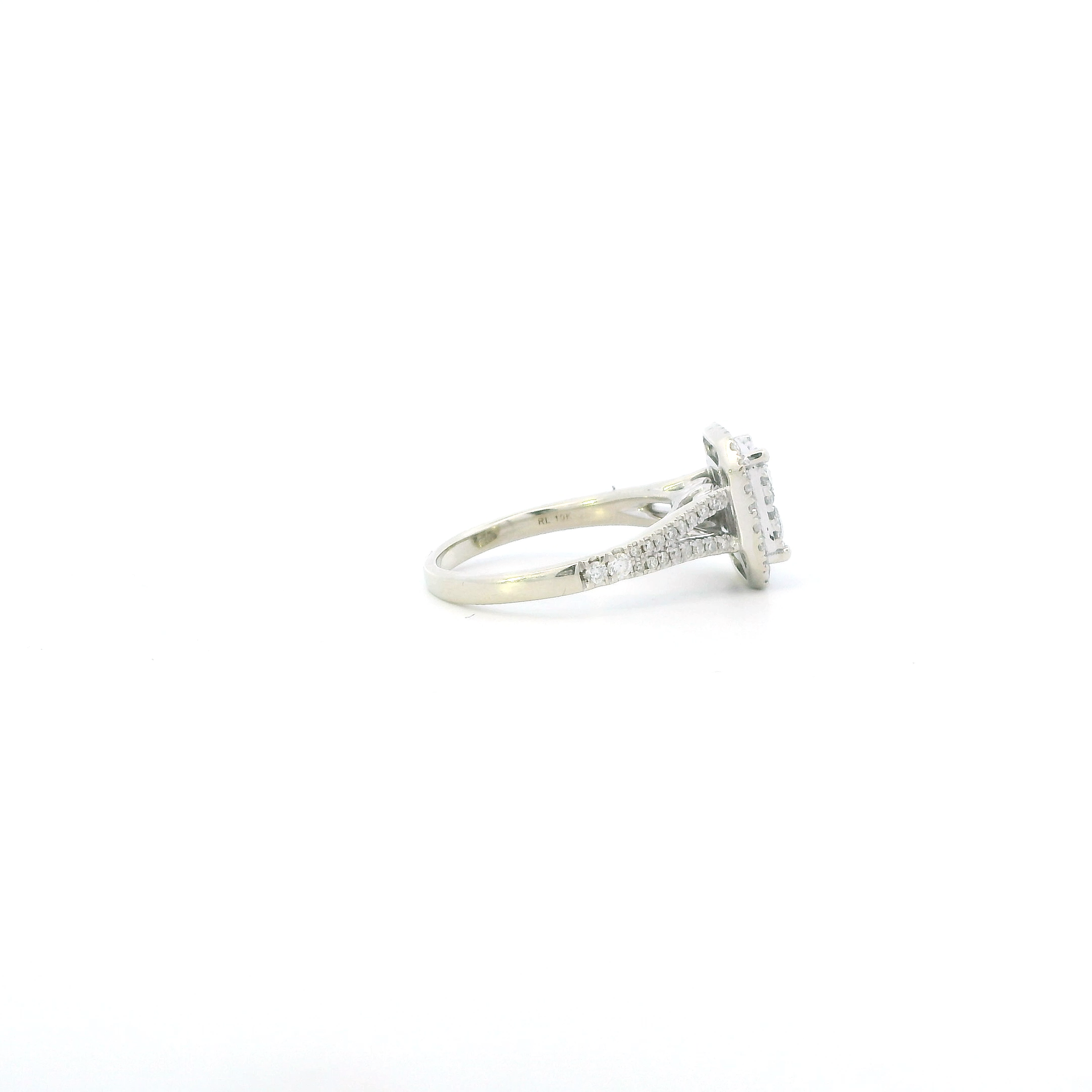 10K White Gold Square Diamond Womens Ring - 0.61ct