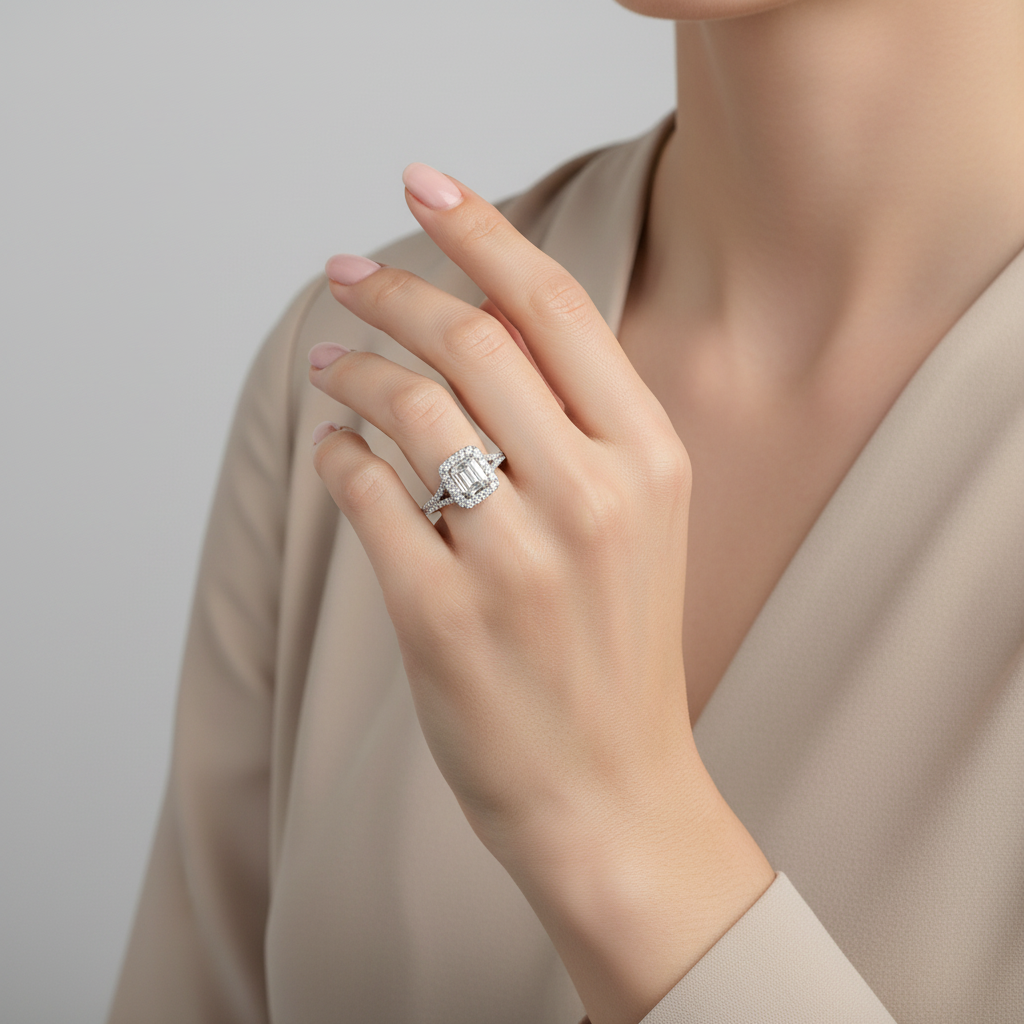 14K White Gold Diamond Womens Ring - 0.58ct