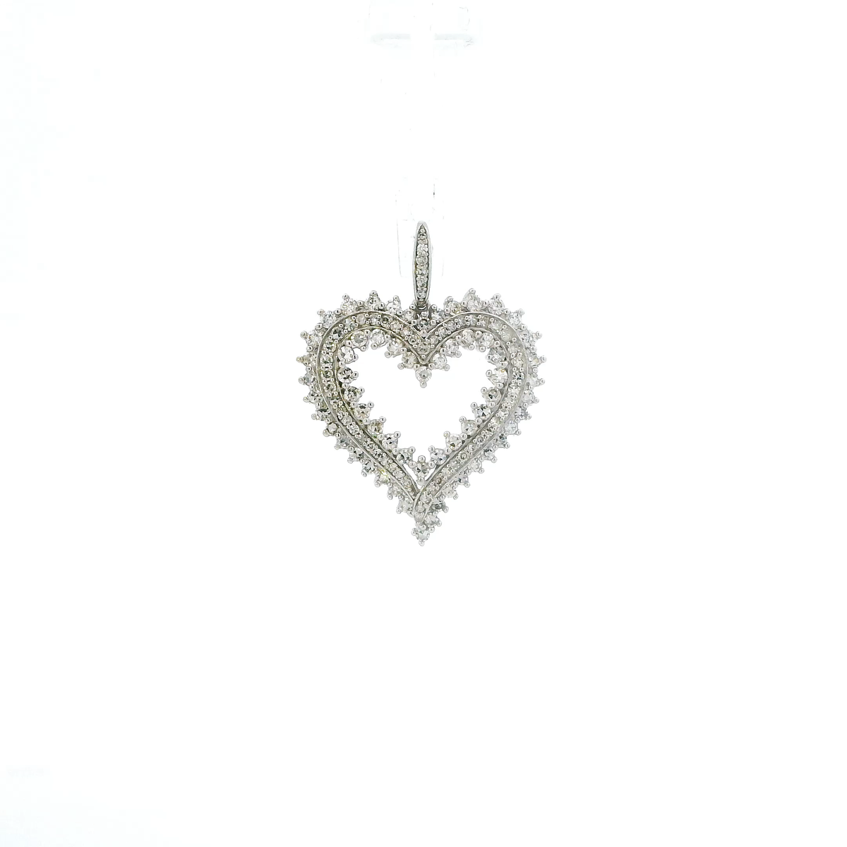 10K White Gold Heart Pendant - 0.10ct