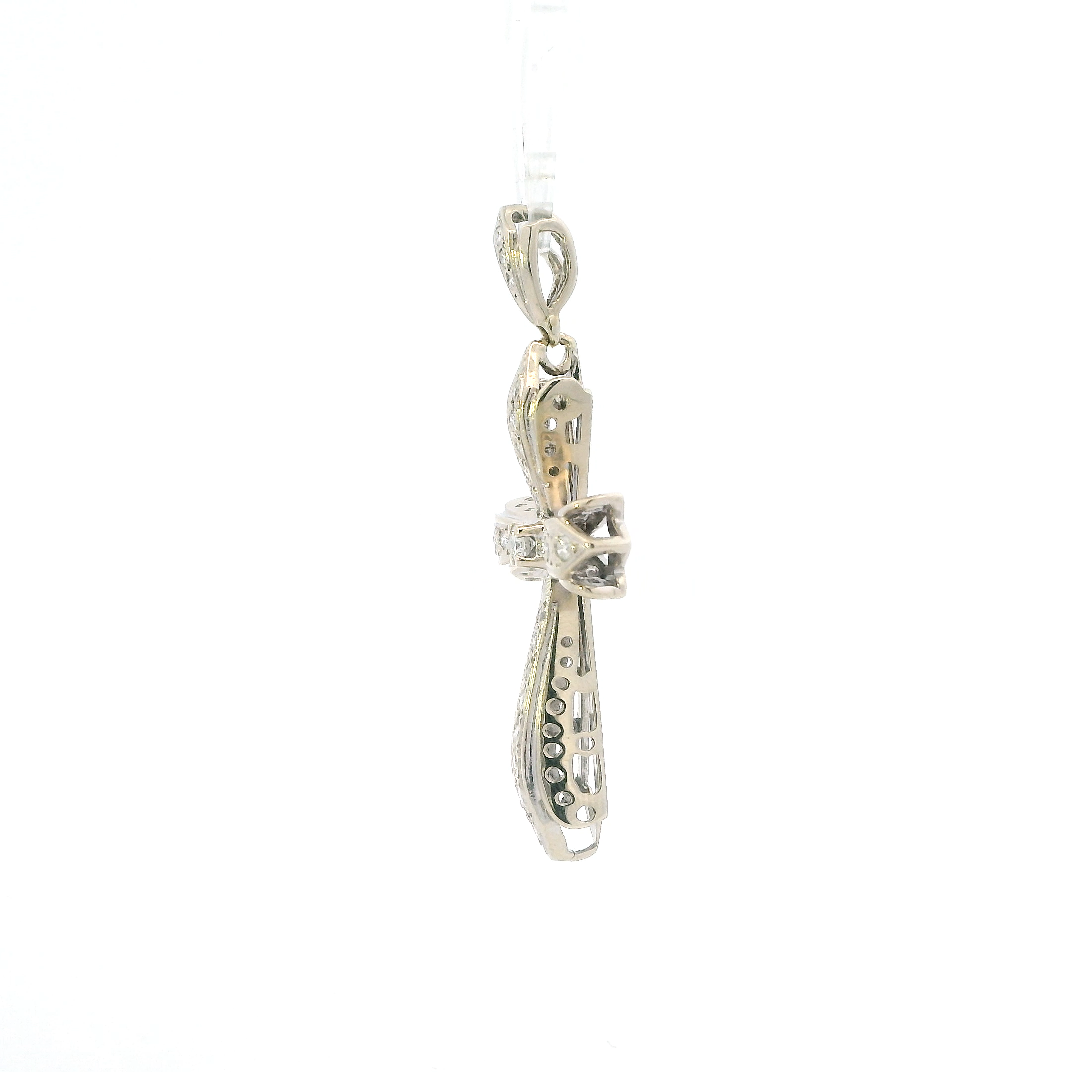 14K White Gold Diamond Cross Pendant - 0.53ct