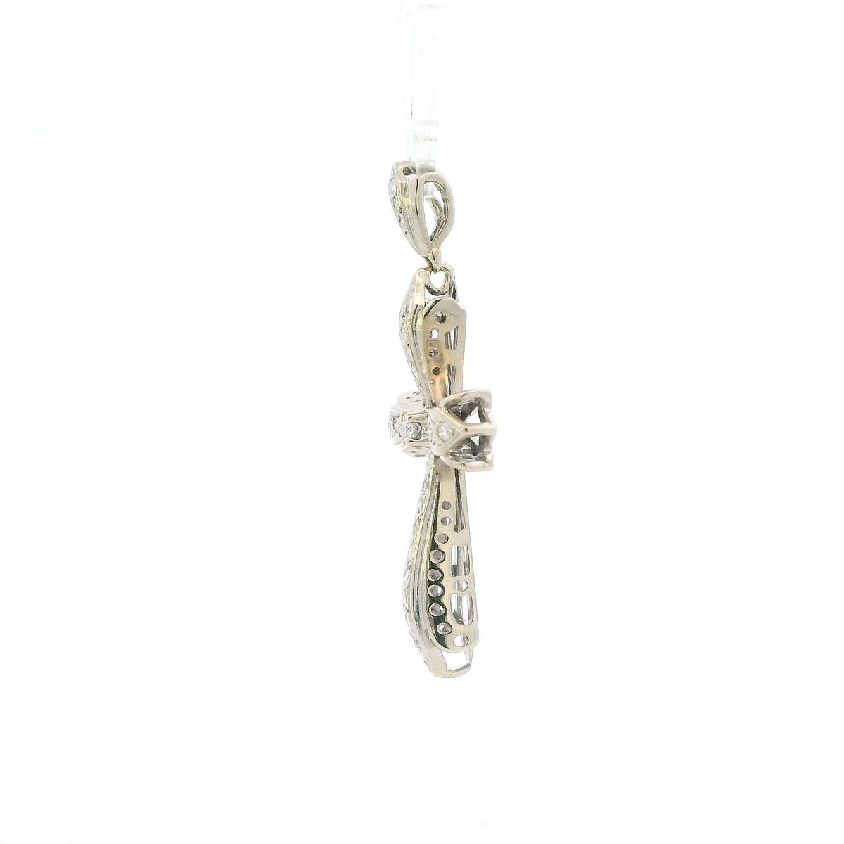 14K White Gold Diamond Cross Pendant - 0.53ct