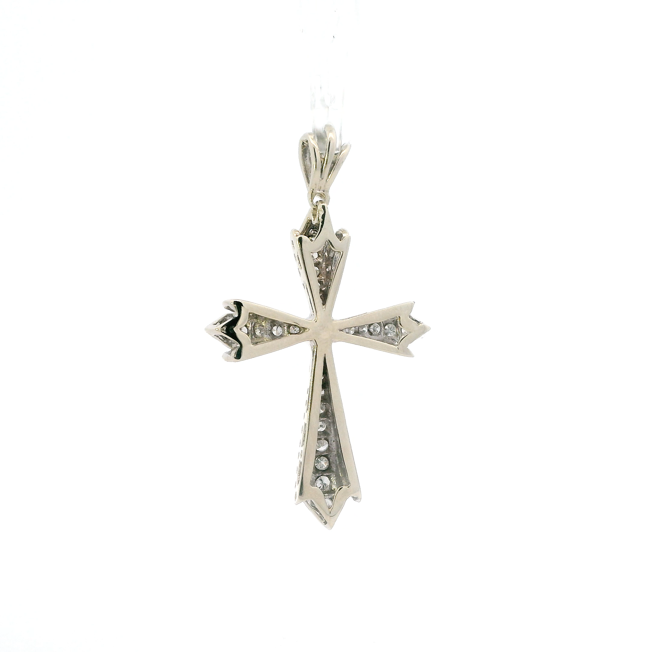 14K White Gold Diamond Cross Pendant - 0.53ct