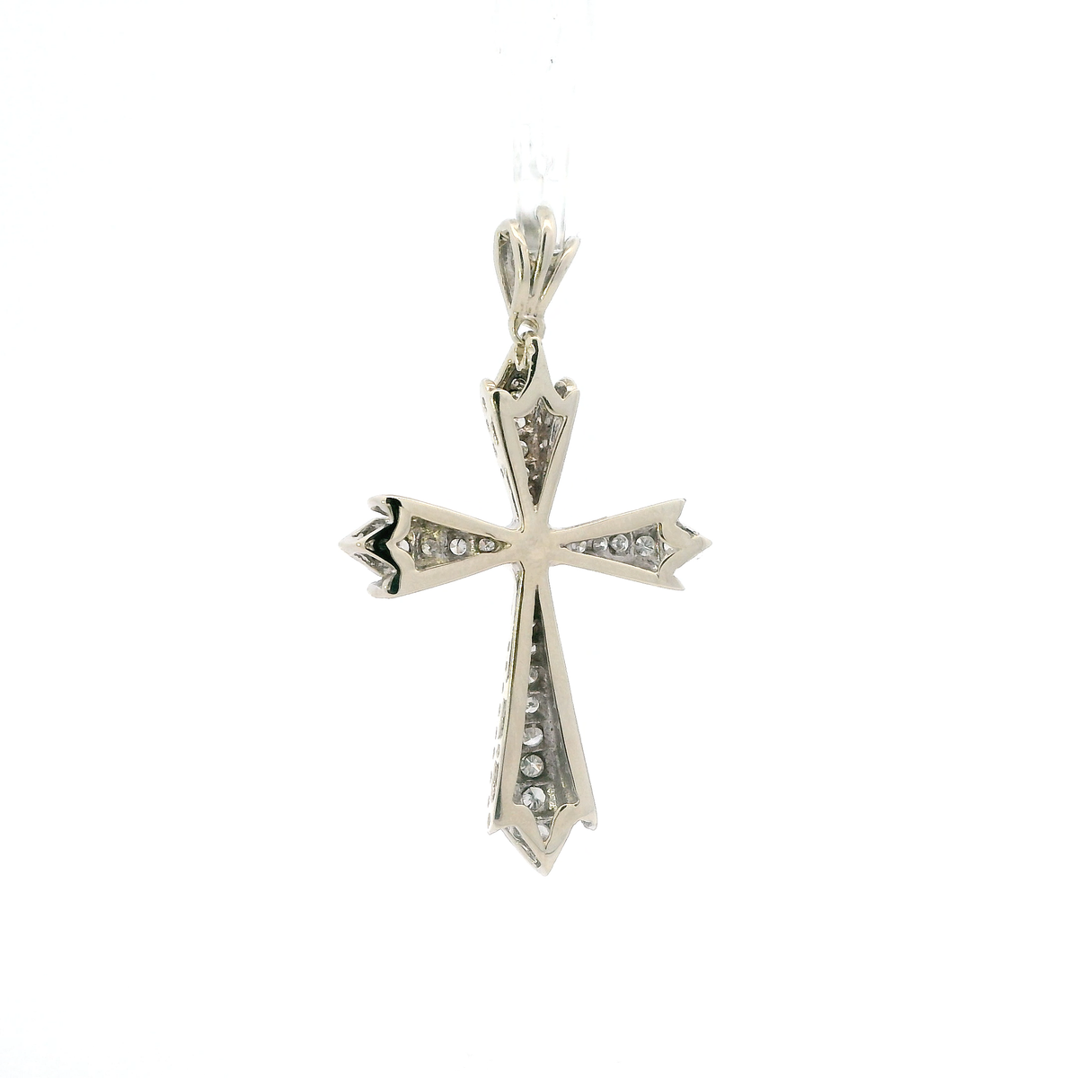 14K White Gold Diamond Cross Pendant - 0.53ct
