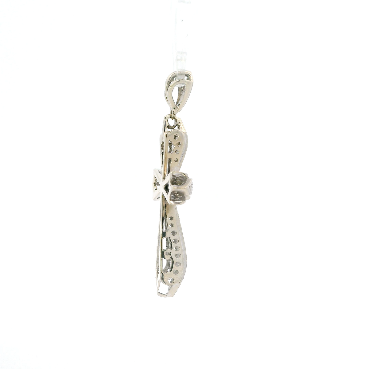 14K White Gold Diamond Cross Pendant - 0.53ct