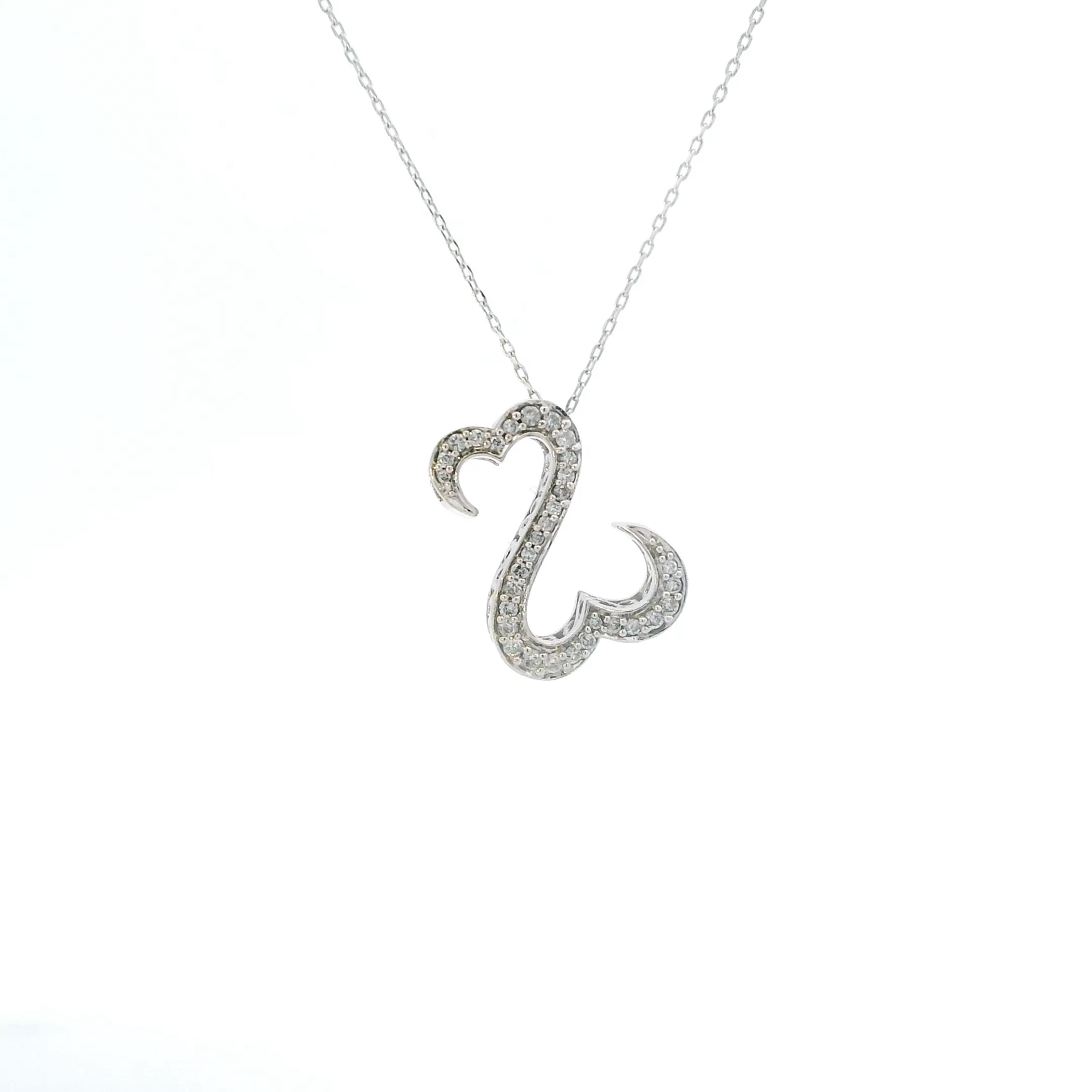 14K Yellow Gold Diamond Open Heart Pendant & 19-20.5
