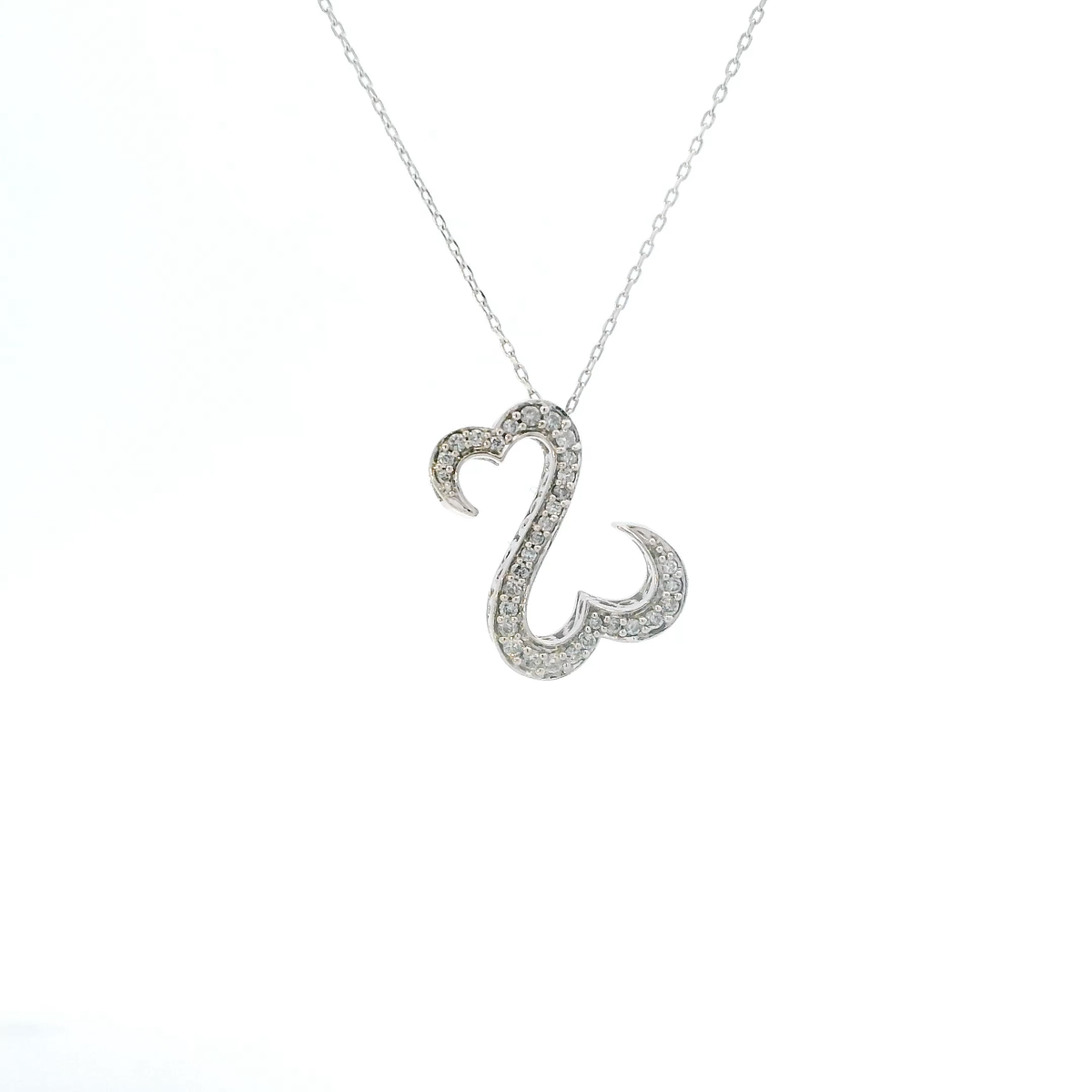 14K Yellow Gold Diamond Open Heart Pendant & 19-20.5" Cable Chain - 0.33ct