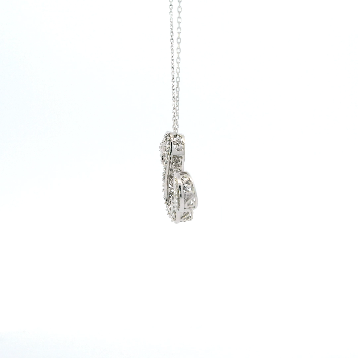 14K Yellow Gold Diamond Open Heart Pendant & 19-20.5" Cable Chain - 0.33ct
