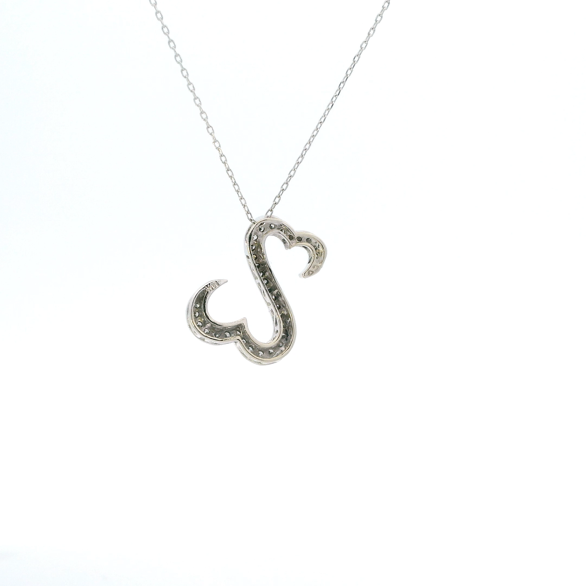 14K Yellow Gold Diamond Open Heart Pendant & 19-20.5" Cable Chain - 0.33ct