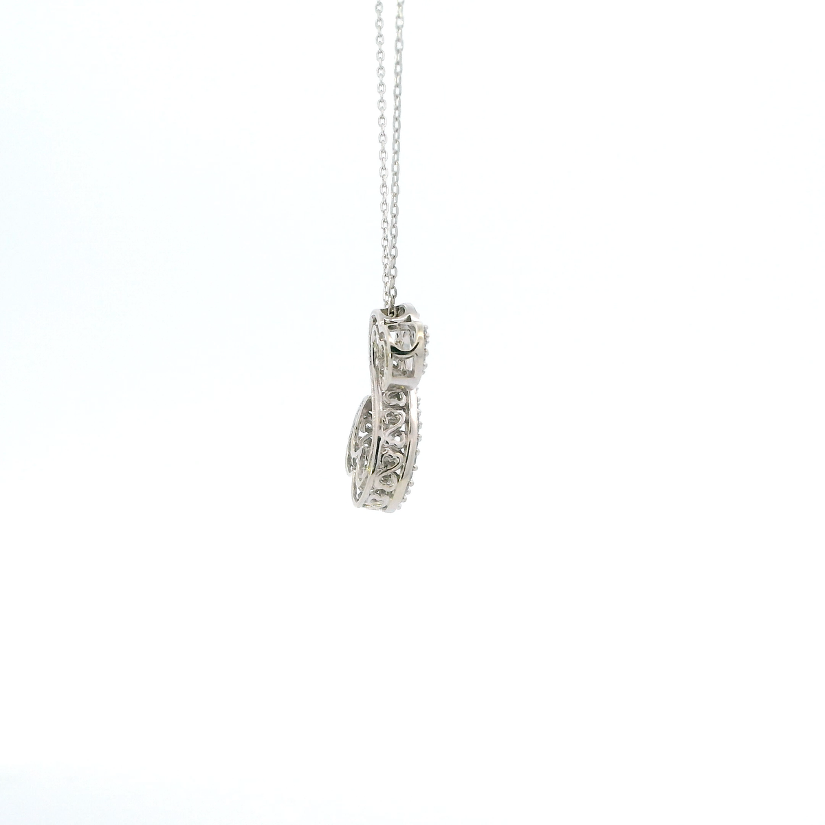 14K Yellow Gold Diamond Open Heart Pendant & 19-20.5" Cable Chain - 0.33ct