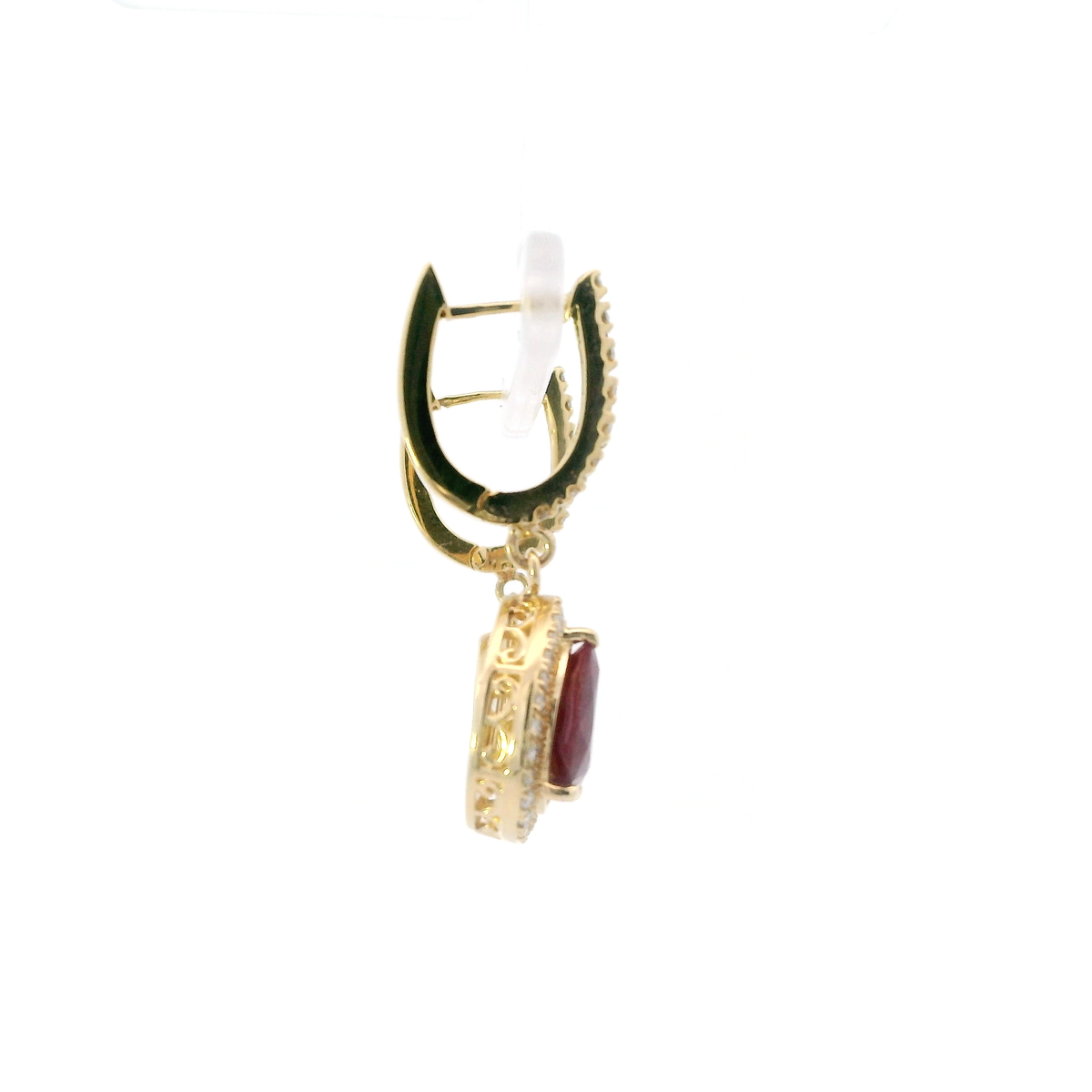 14K Yellow Gold Ruby & Diamond Dangle Earrings - 0.85ct