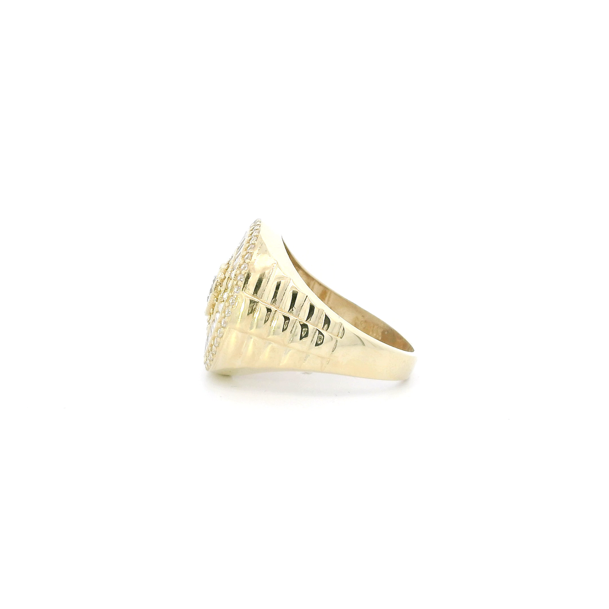 10K Yellow Gold Halo Design Rolex Mens Ring