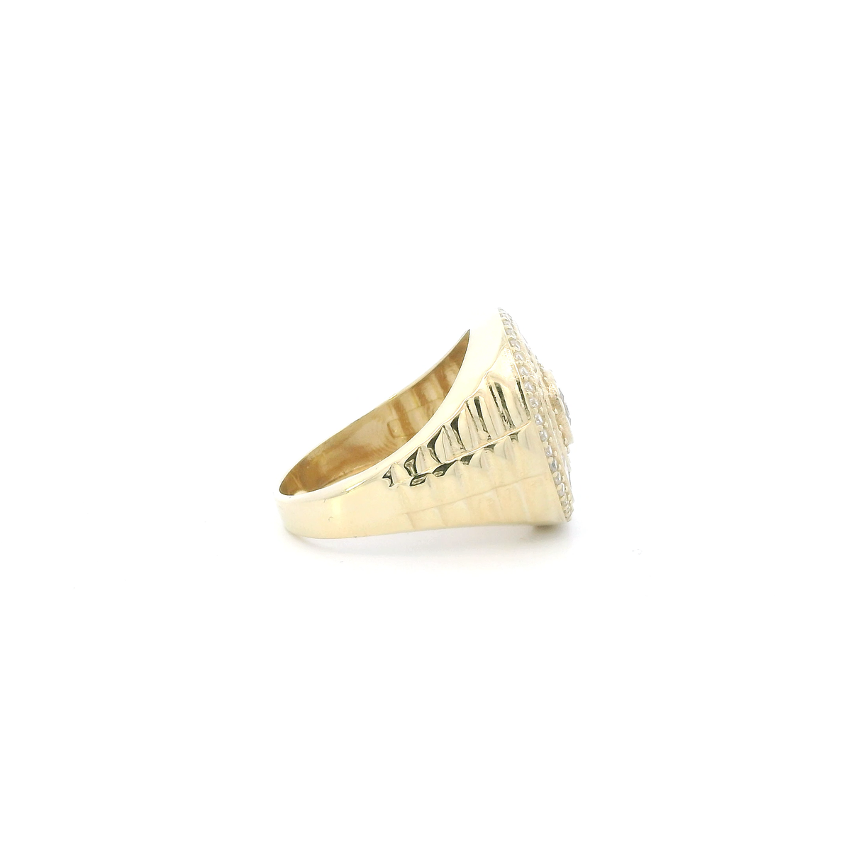 10K Yellow Gold Halo Design Rolex Mens Ring