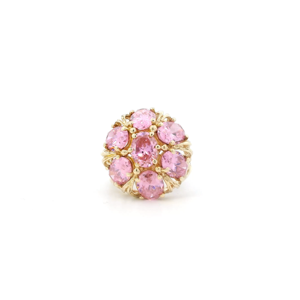 10K Yellow Gold Pink Tourmaline Womens Ring